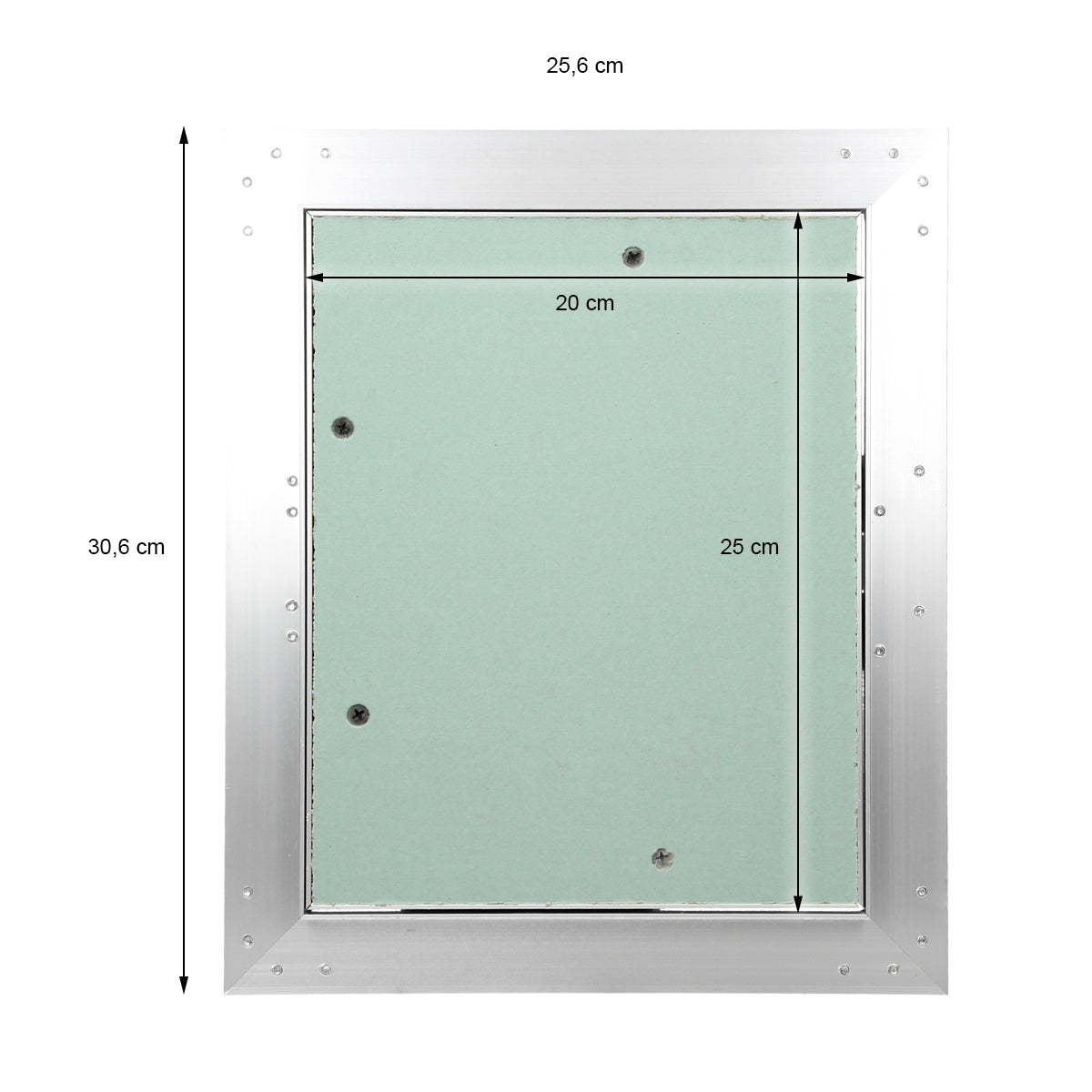 A rectangular frame with dimensions and a green area in the middle.