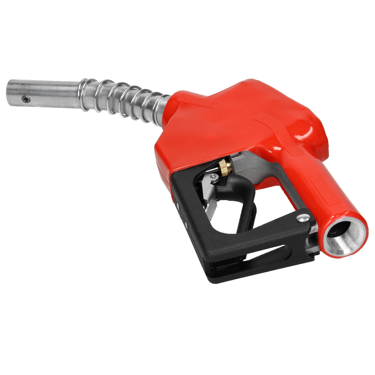 Red fuel tap with flexible nozzle.
