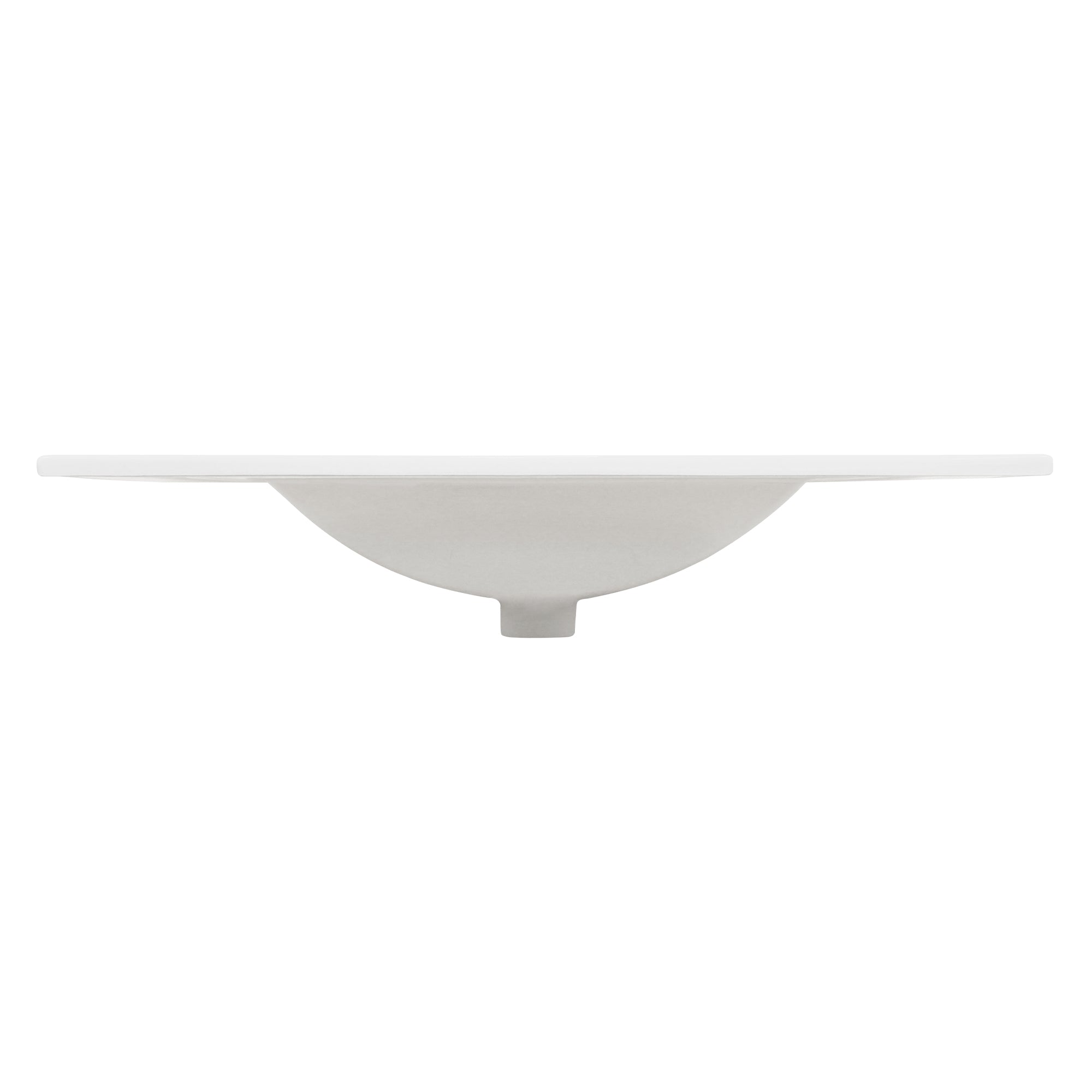 Side view of a white sink with a round shape.