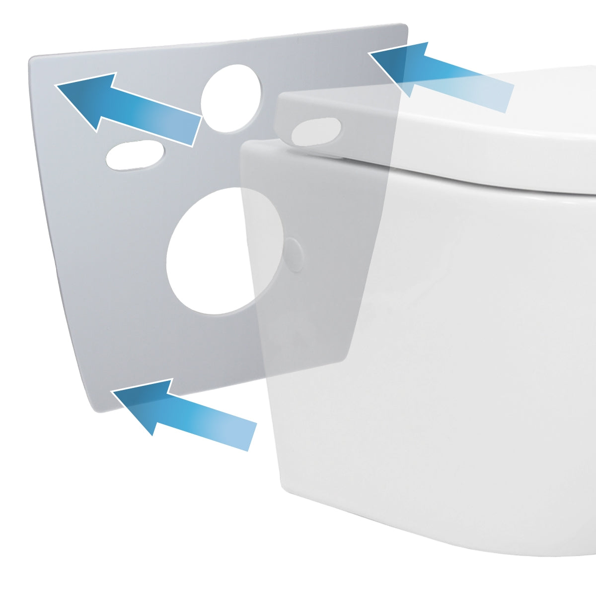 Montageanleitung für eine Abdeckung, die an einer Toilette befestigt wird.