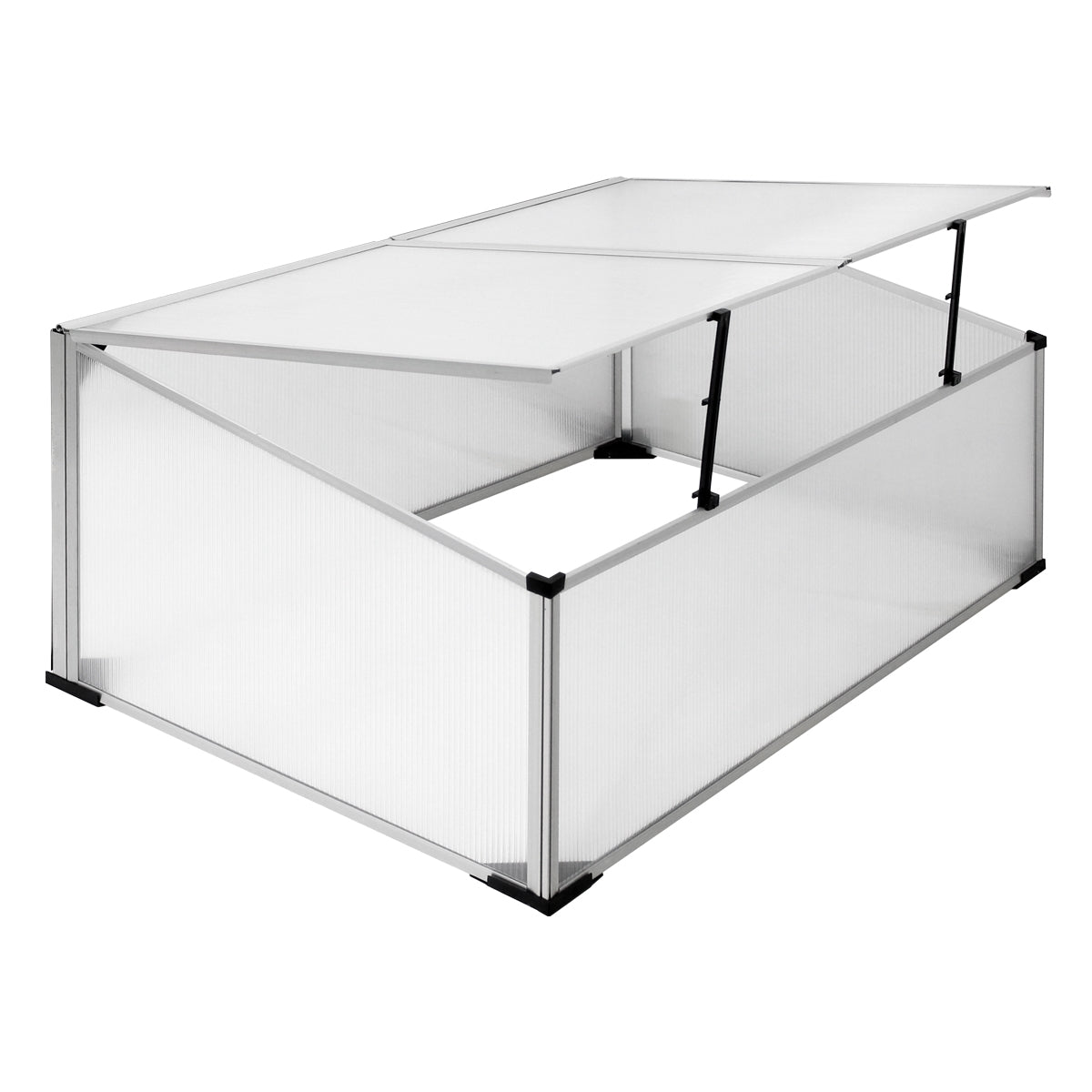 Aluminiumrahmen mit transparenten Paneelen.