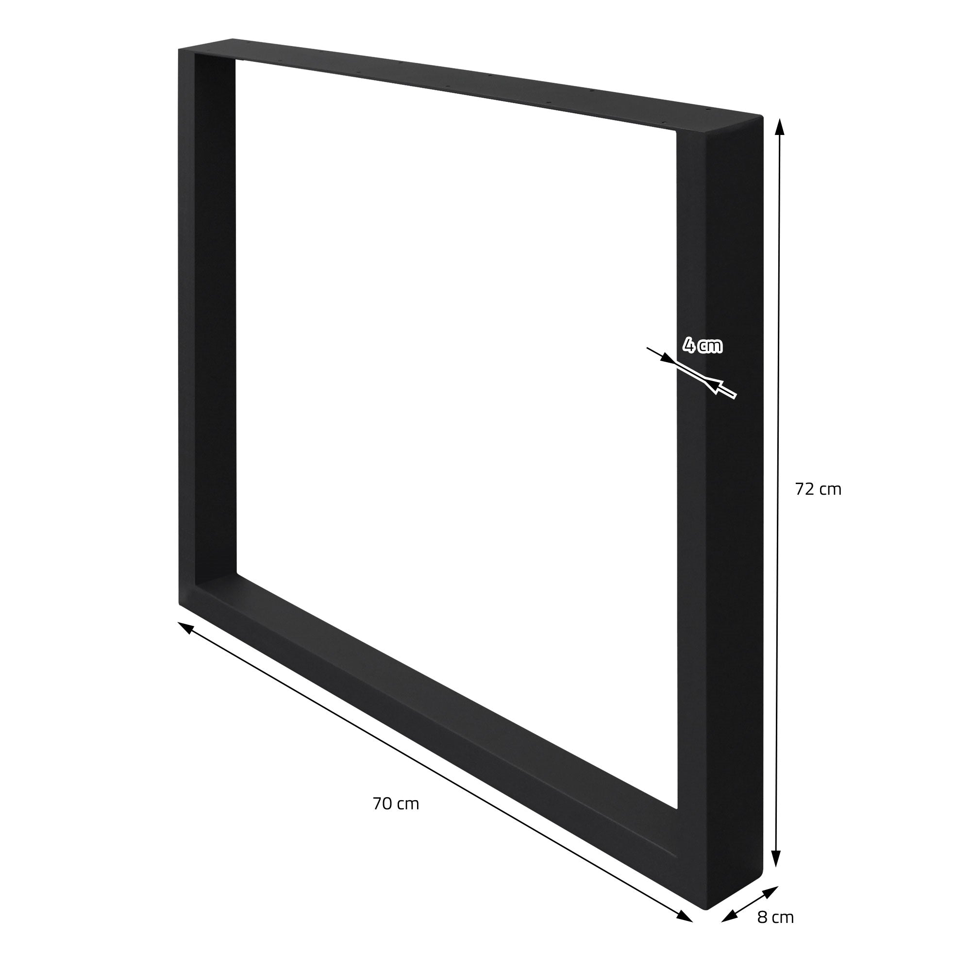 Cadre noir avec des dimensions : 70 cm x 72 cm x 8 cm.