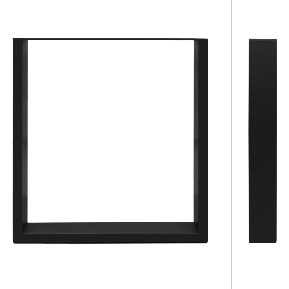 Cadre en métal noir rectangulaire sur fond blanc.