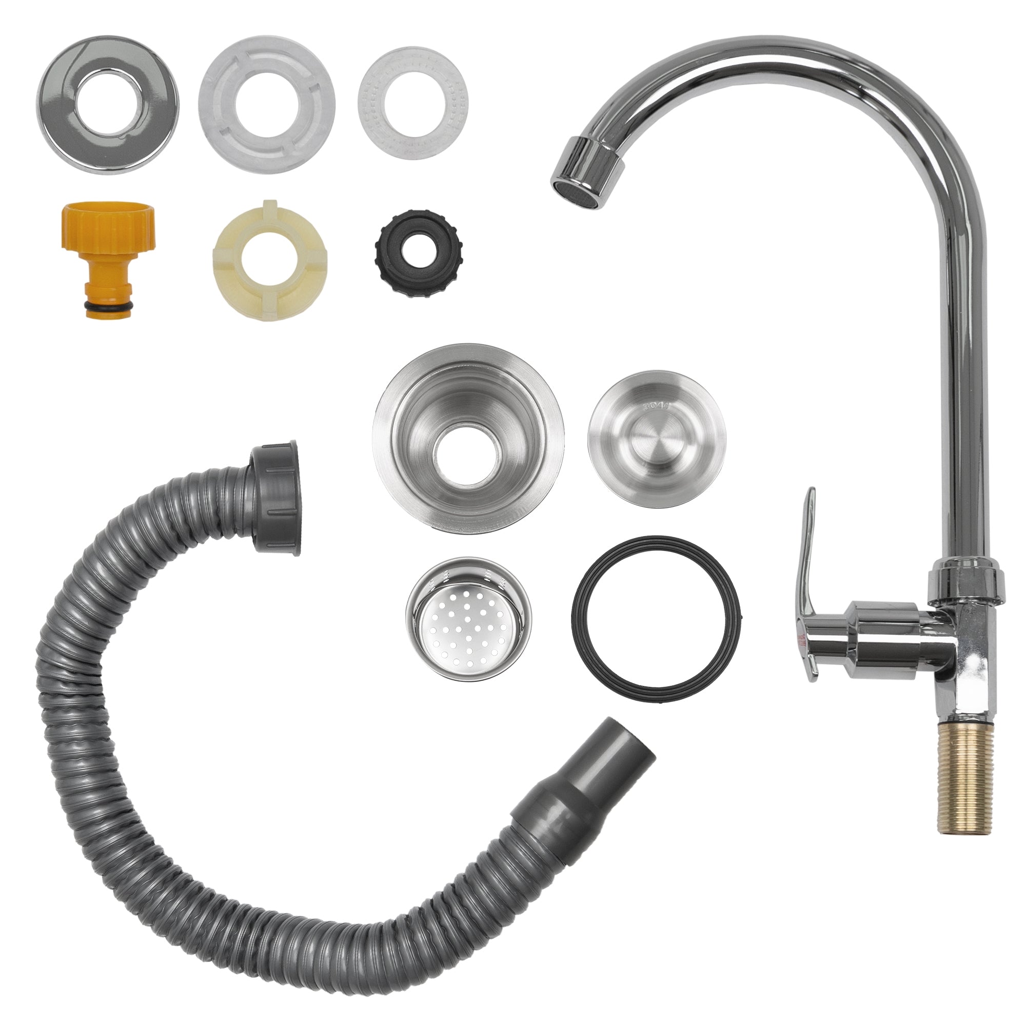A set of fixtures and accessories for a water line.