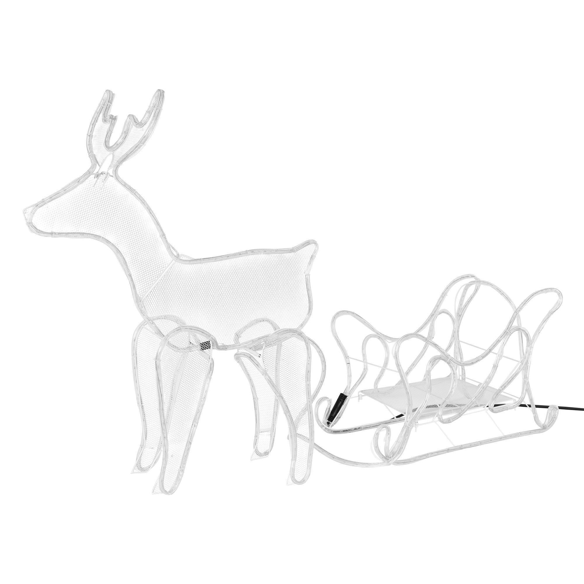 Transparent figure of a deer with a sleigh.