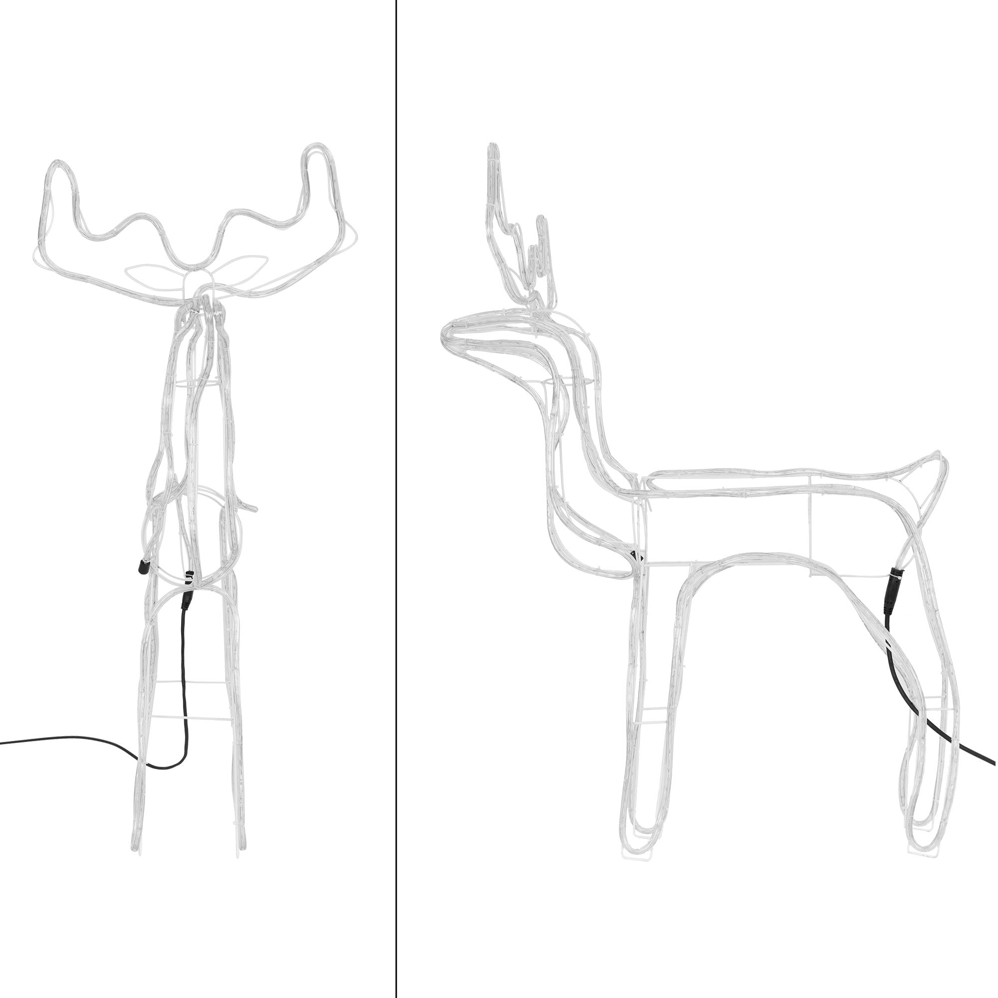 Structure en fil d'un renne vue de face et de côté.