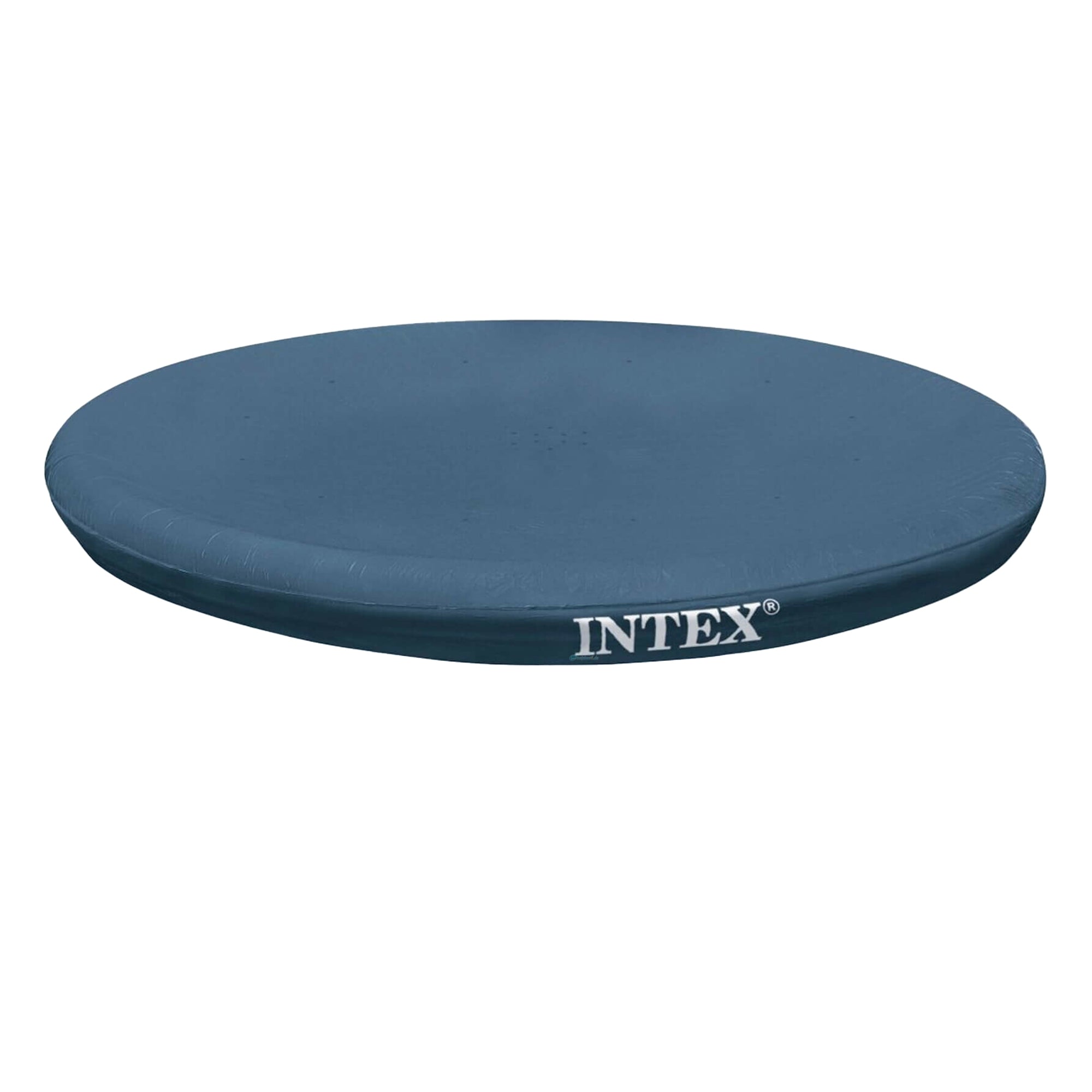Couvercle rond pour piscine en bleu foncé.