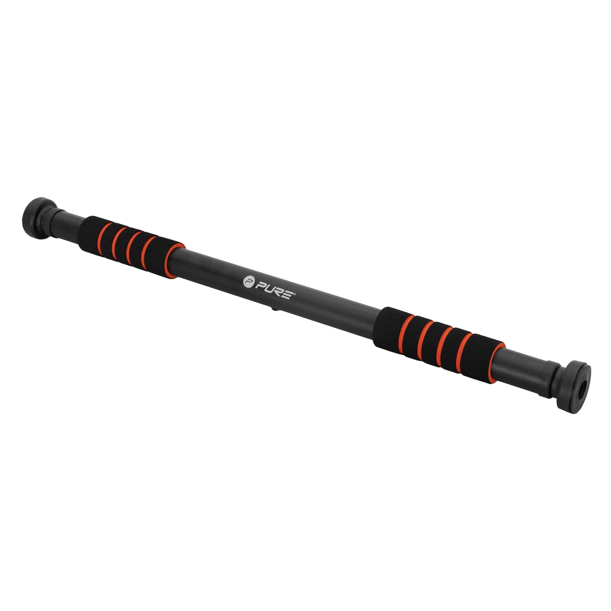 Black pull-up bar with non-slip grips.