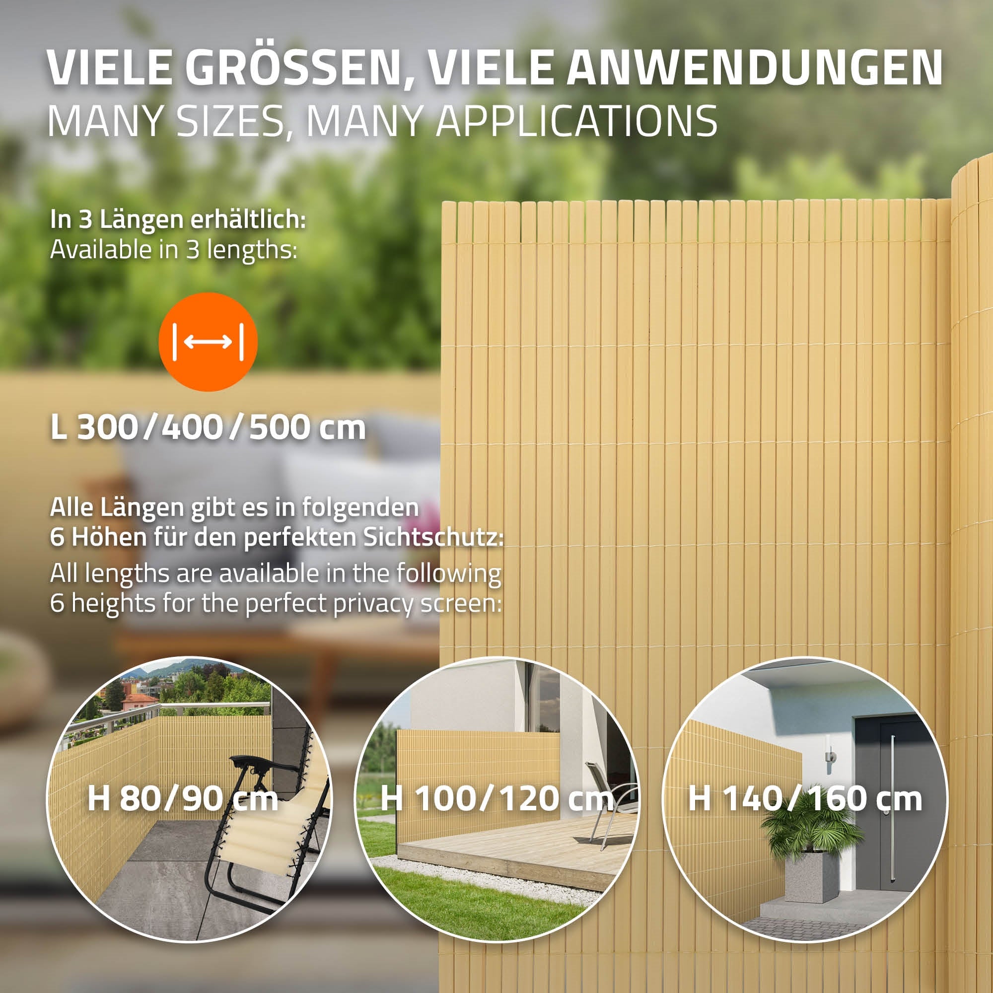 Verschillende maten van schuttingpanelen voor verschillende toepassingen.