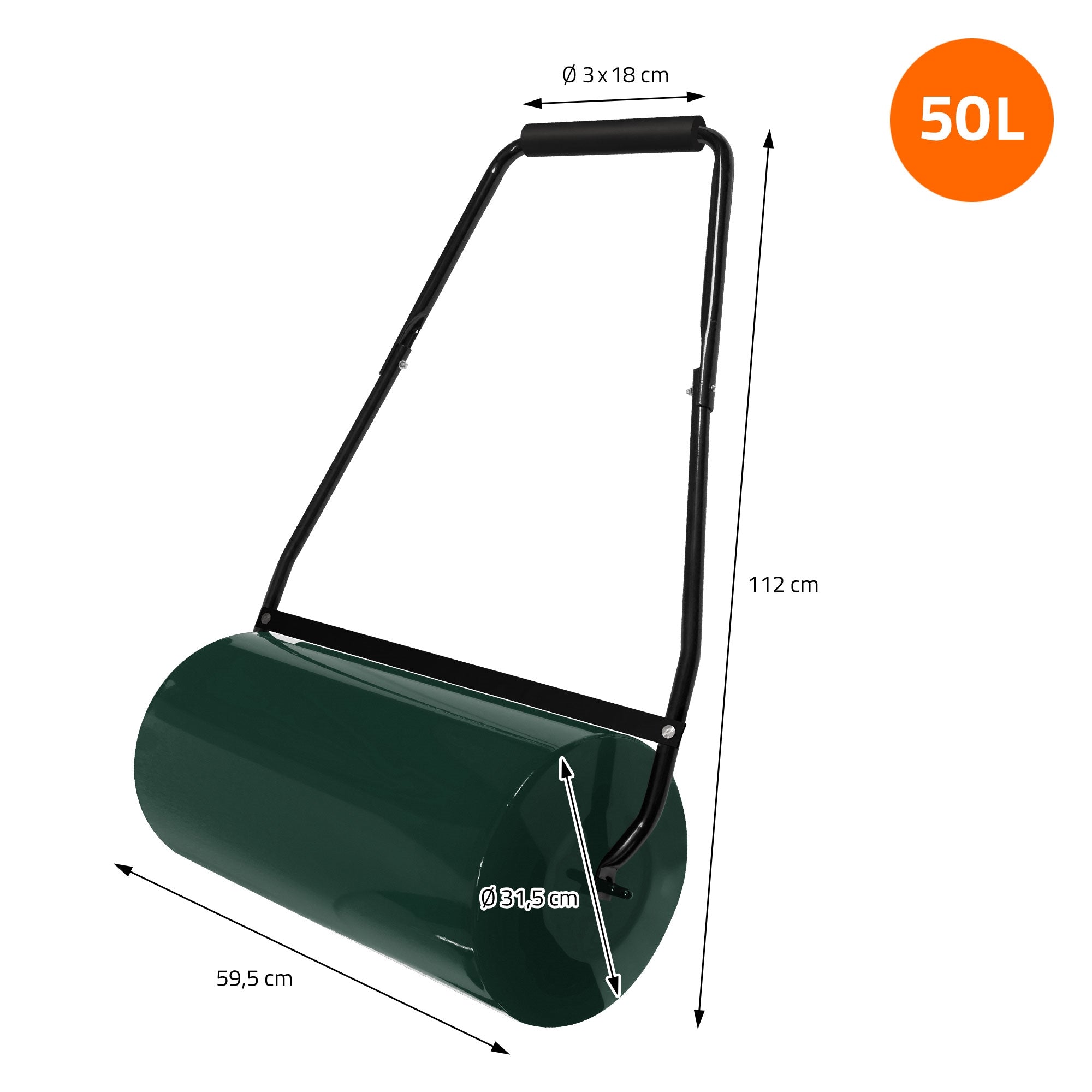 Zöld hengertartó 18 cm átmérővel és 112 cm hosszúsággal.