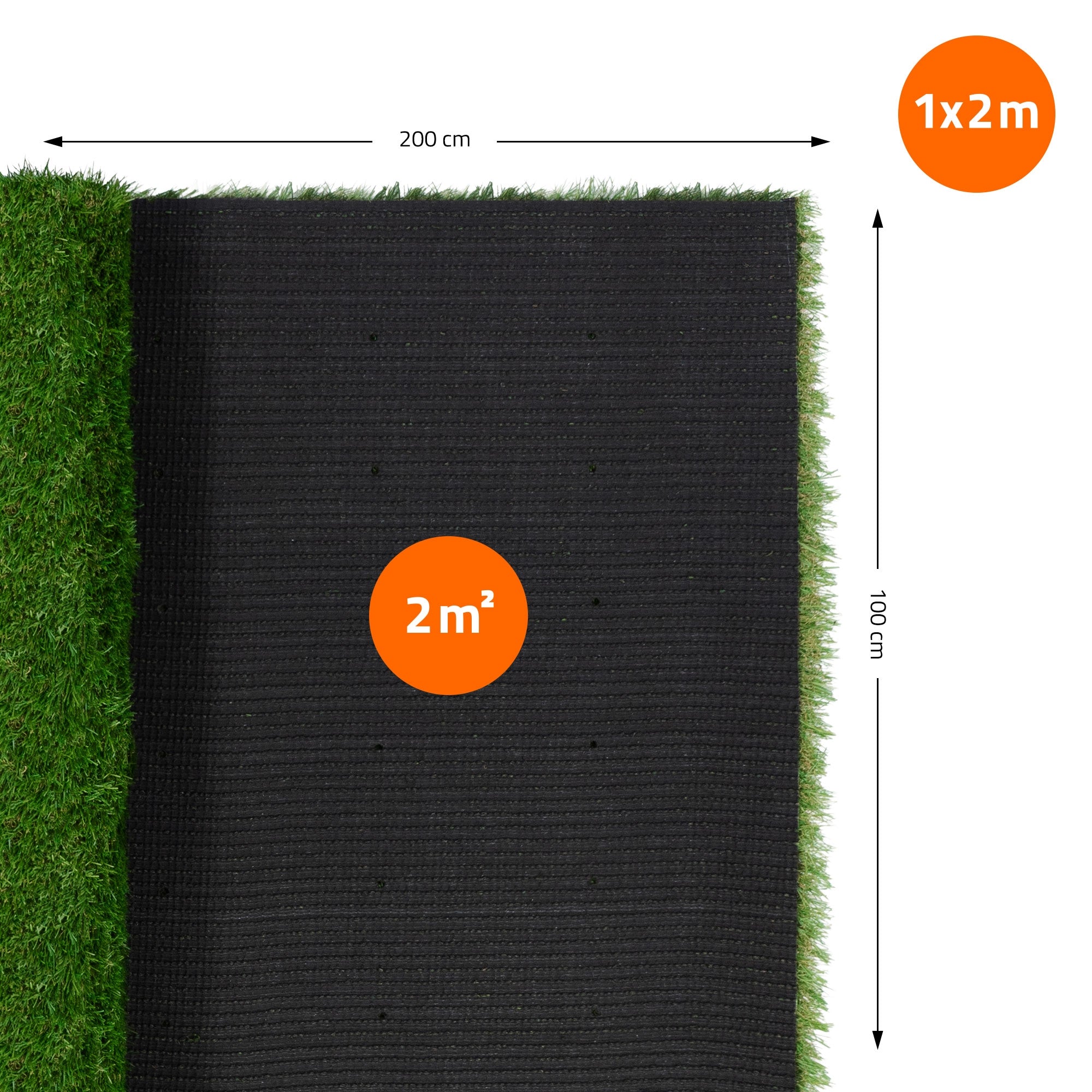 Sous-couche noire avec bord vert, dimensions 1x2m, 2m².