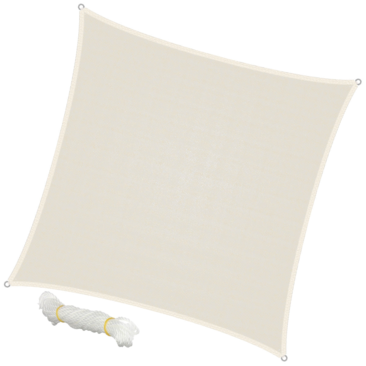 Square sunshade with a rope for hanging.