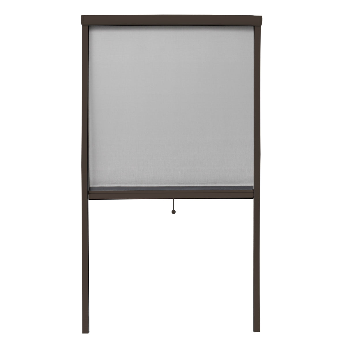 Un panel de privacidad gris con un marco robusto que está sobre una mesa.