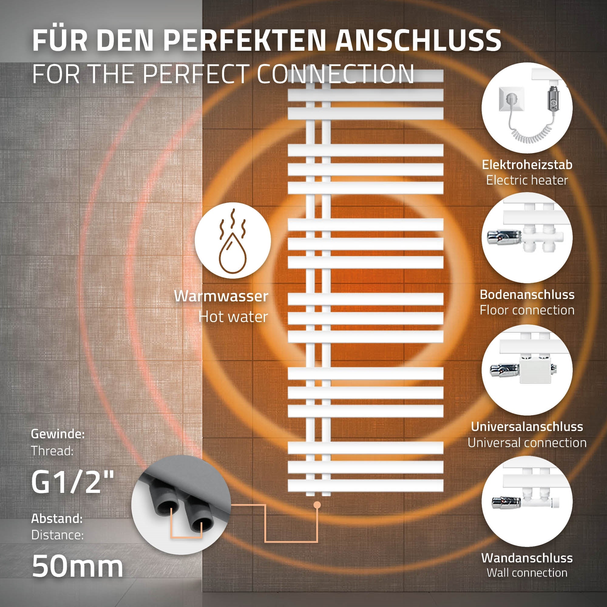 White radiator with technical details and material description.