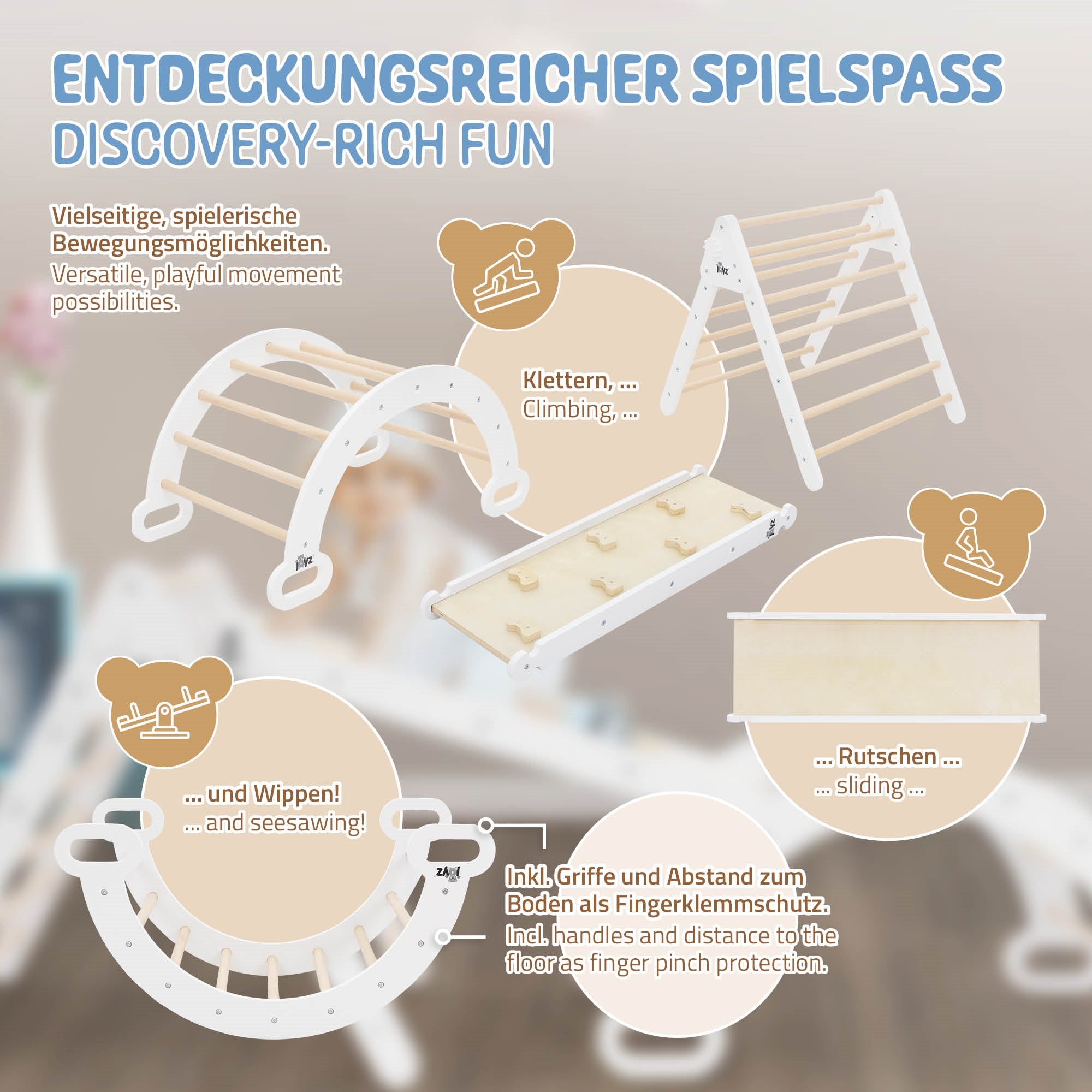 Ein Spielgerät mit Kletter- und Rutschmöglichkeiten für Kinder.