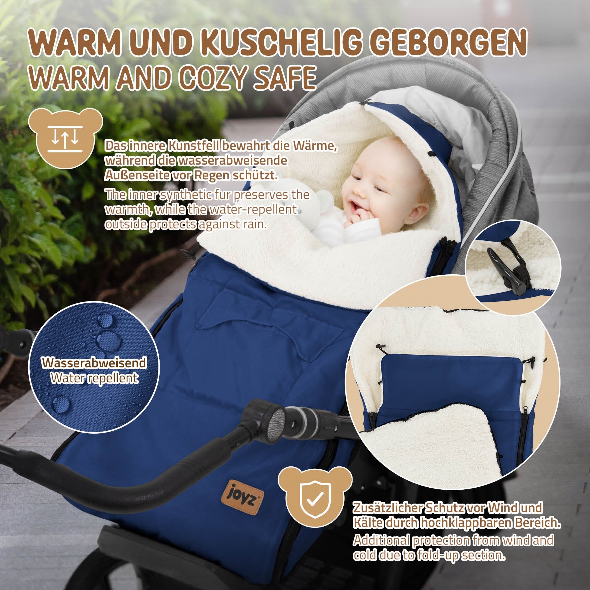 Bébé dans une poussette avec une couverture chaude et douillette.
