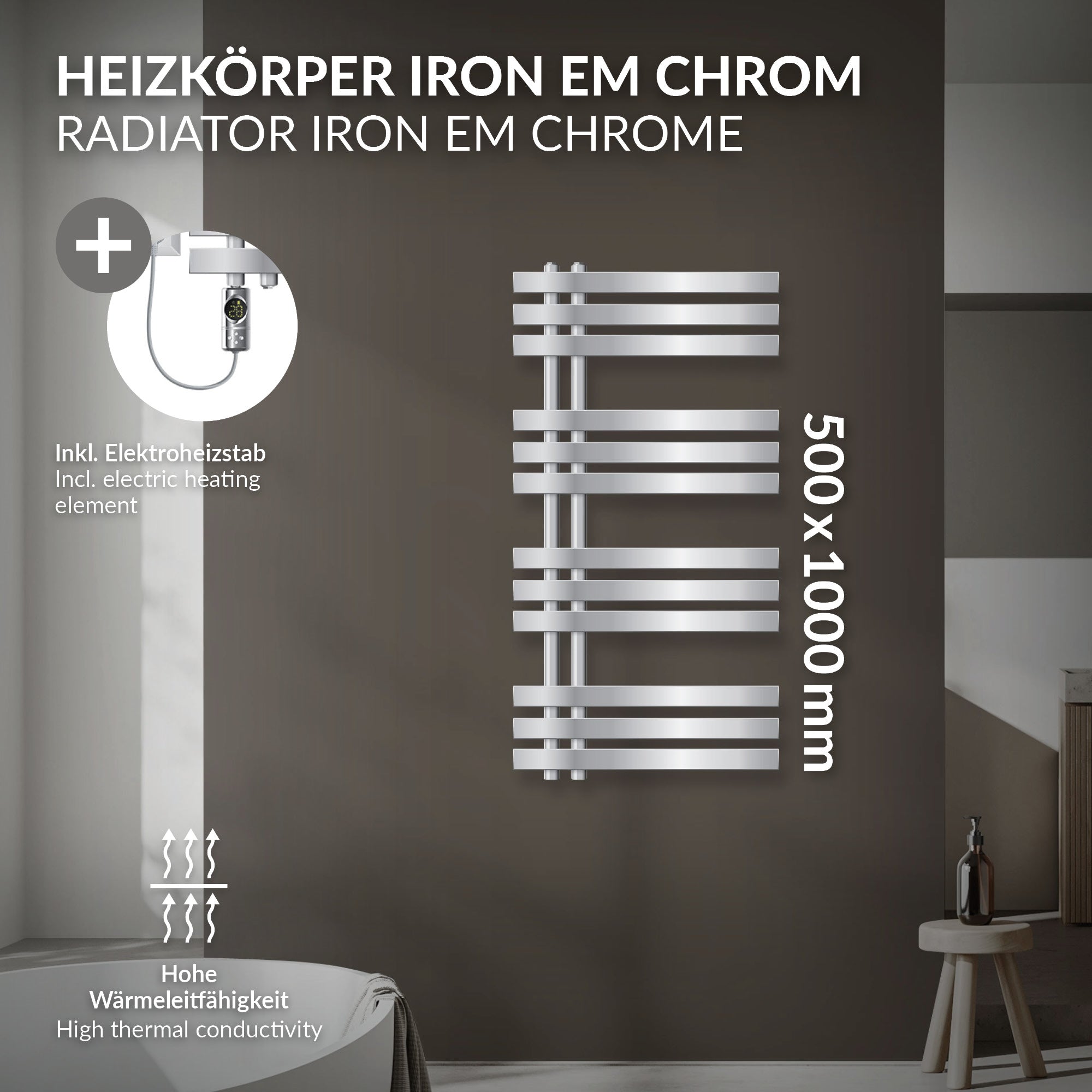 Diagram s chromovaným radiátorem a jeho vlastnostmi.
