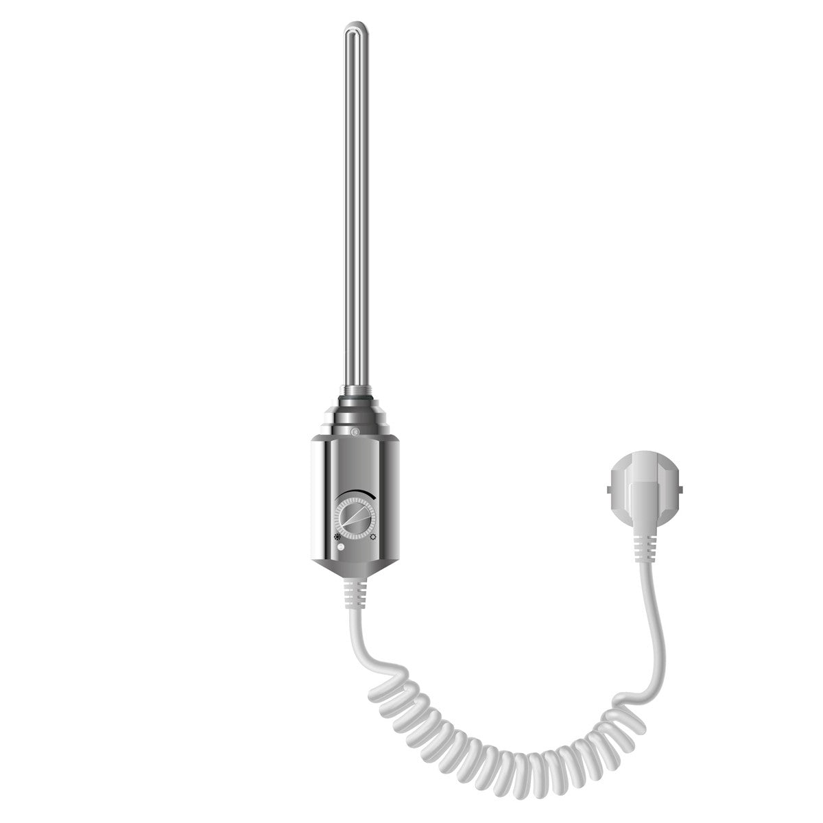 Ein Heizkörper mit einem langen, dünnen Element und einem spiralförmigen Kabel