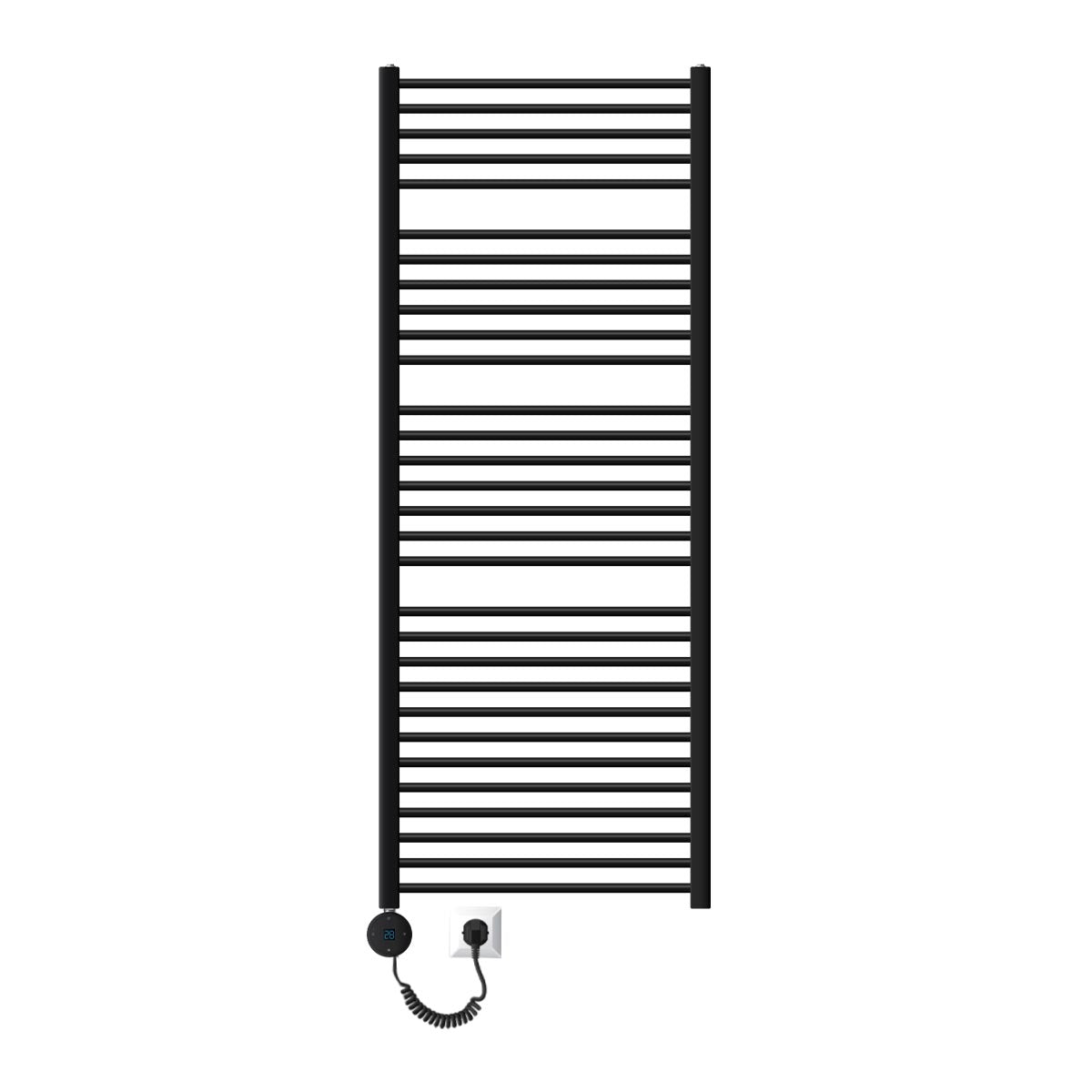 Schwarzer Handtuchwärmer, Modell Luxe-054-069, 75x180 cm.