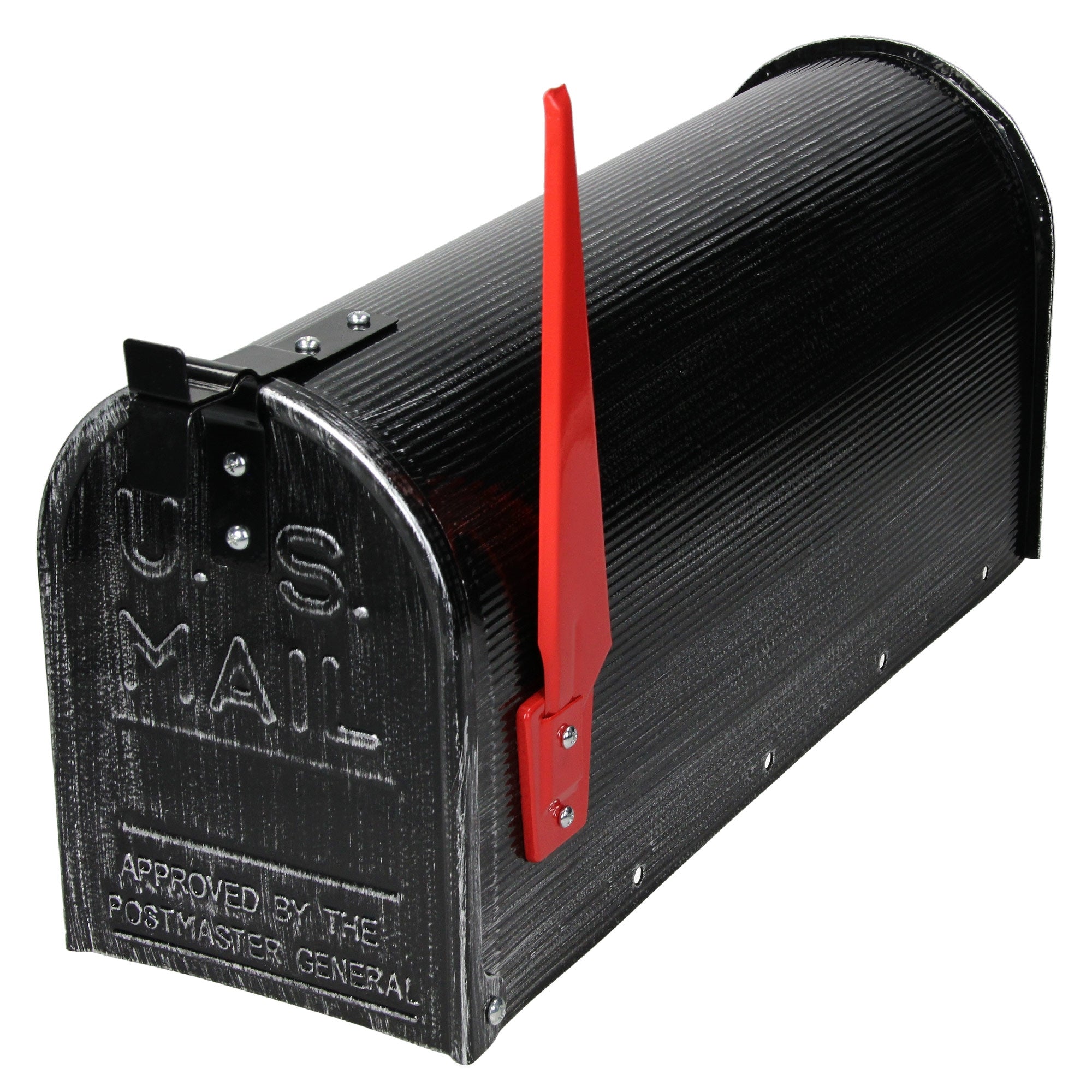 Buzón negro con palanca roja y la inscripción 'U.S. MAIL'