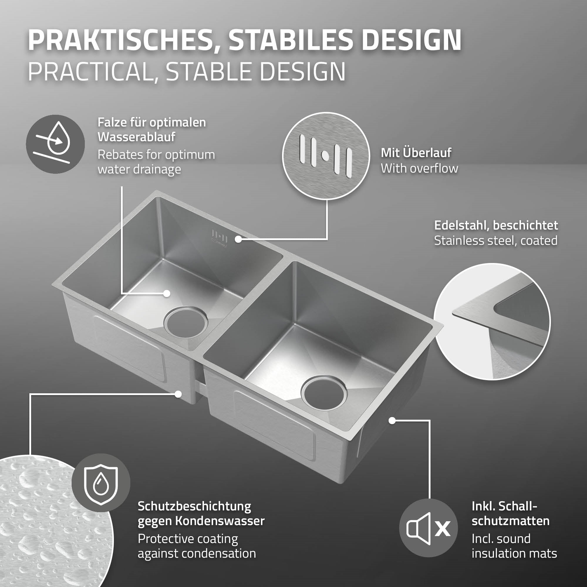 Grafik mit Informationen zu einem stabilen Design und Materialien der