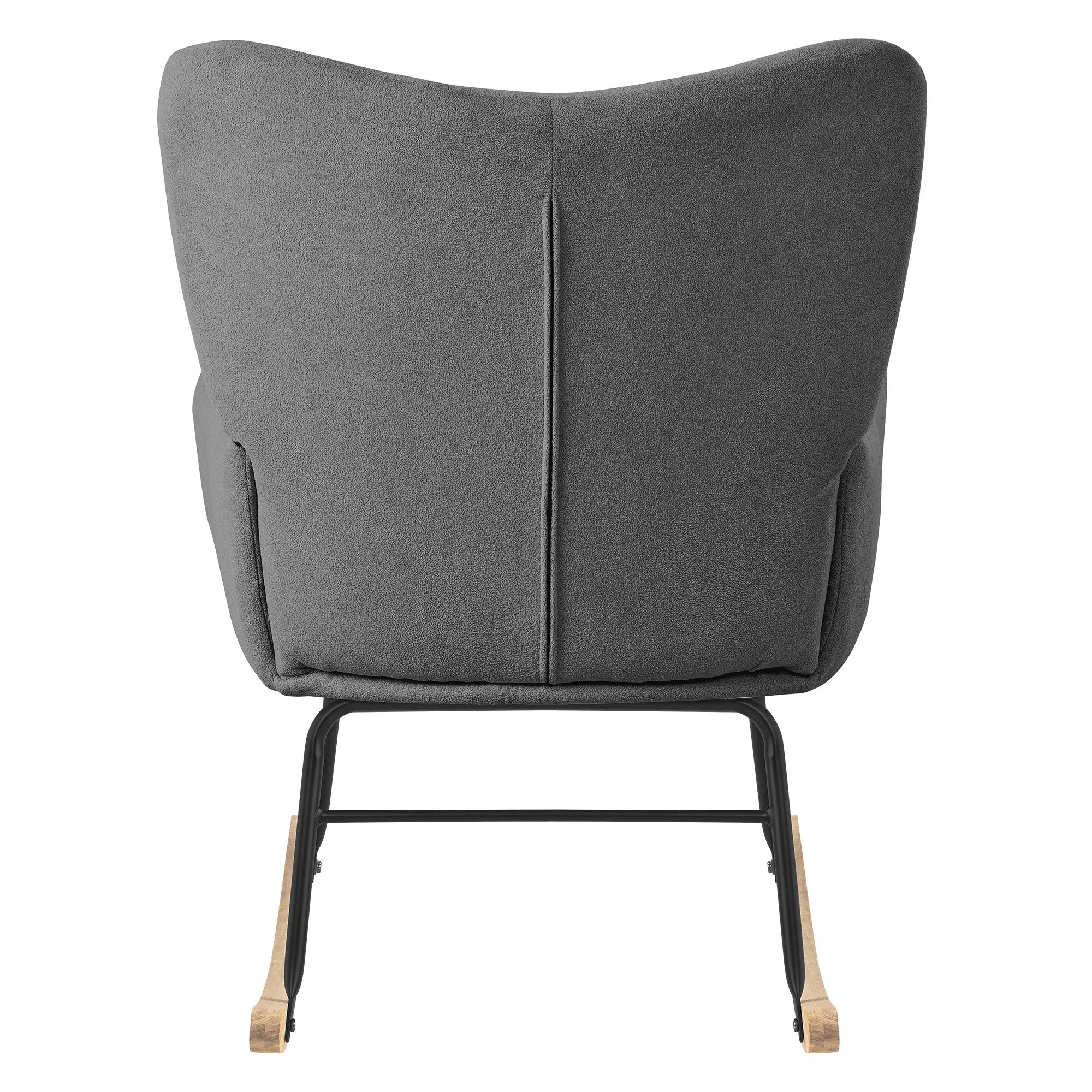 Vue arrière d'une chaise grise avec un cadre stable.