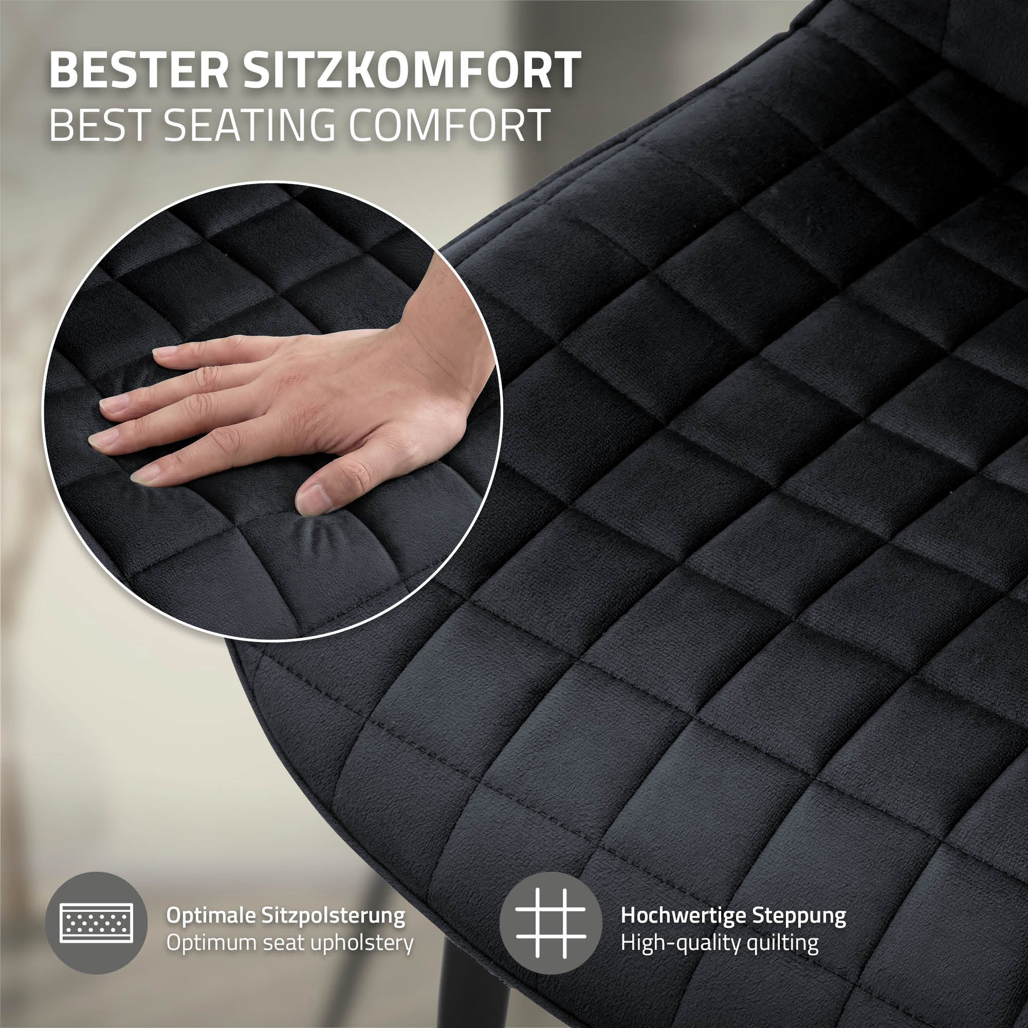 Közelkép egy párnázott székről prémium steppelésével.