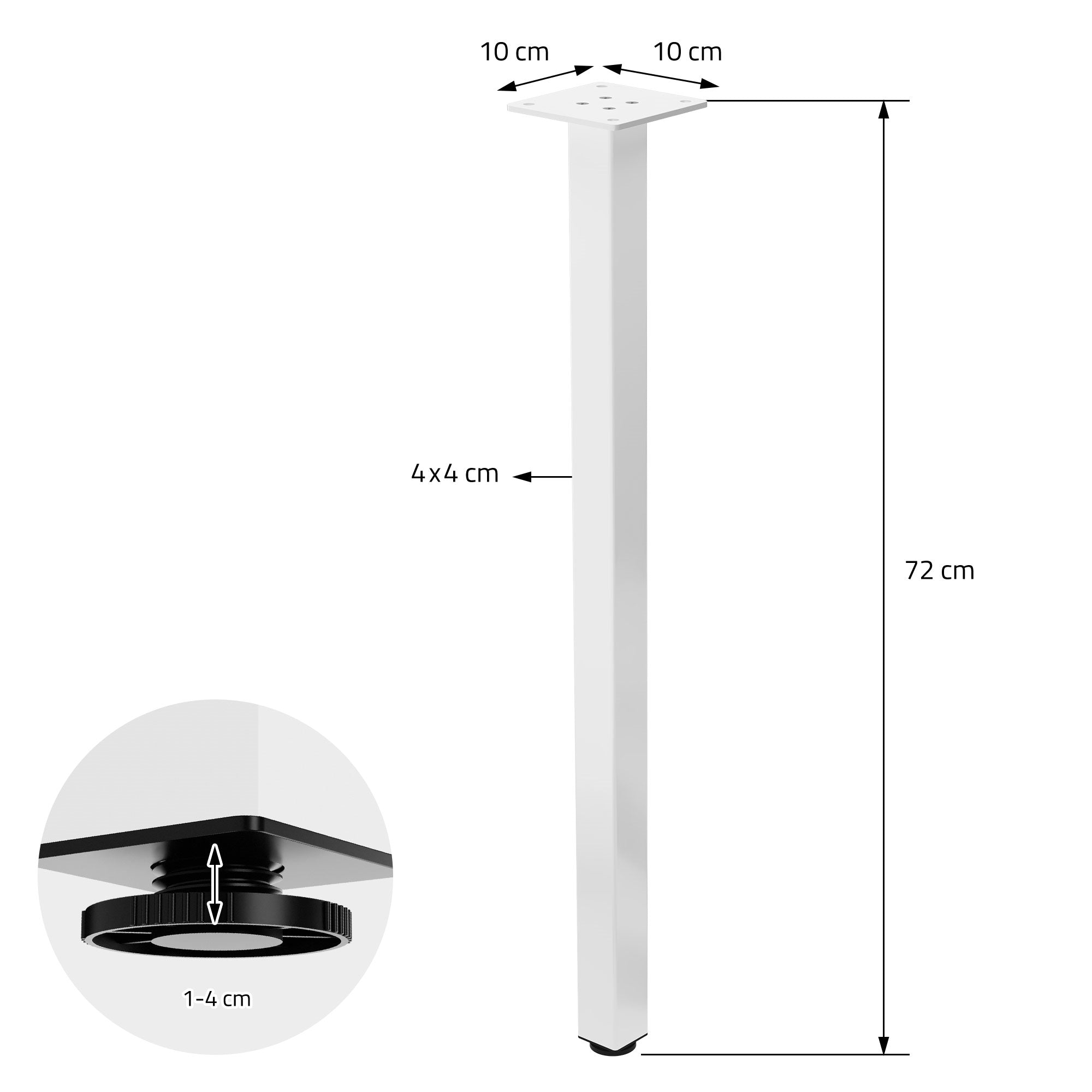 Disegno tecnico di un tubo in acciaio verticale con misure.