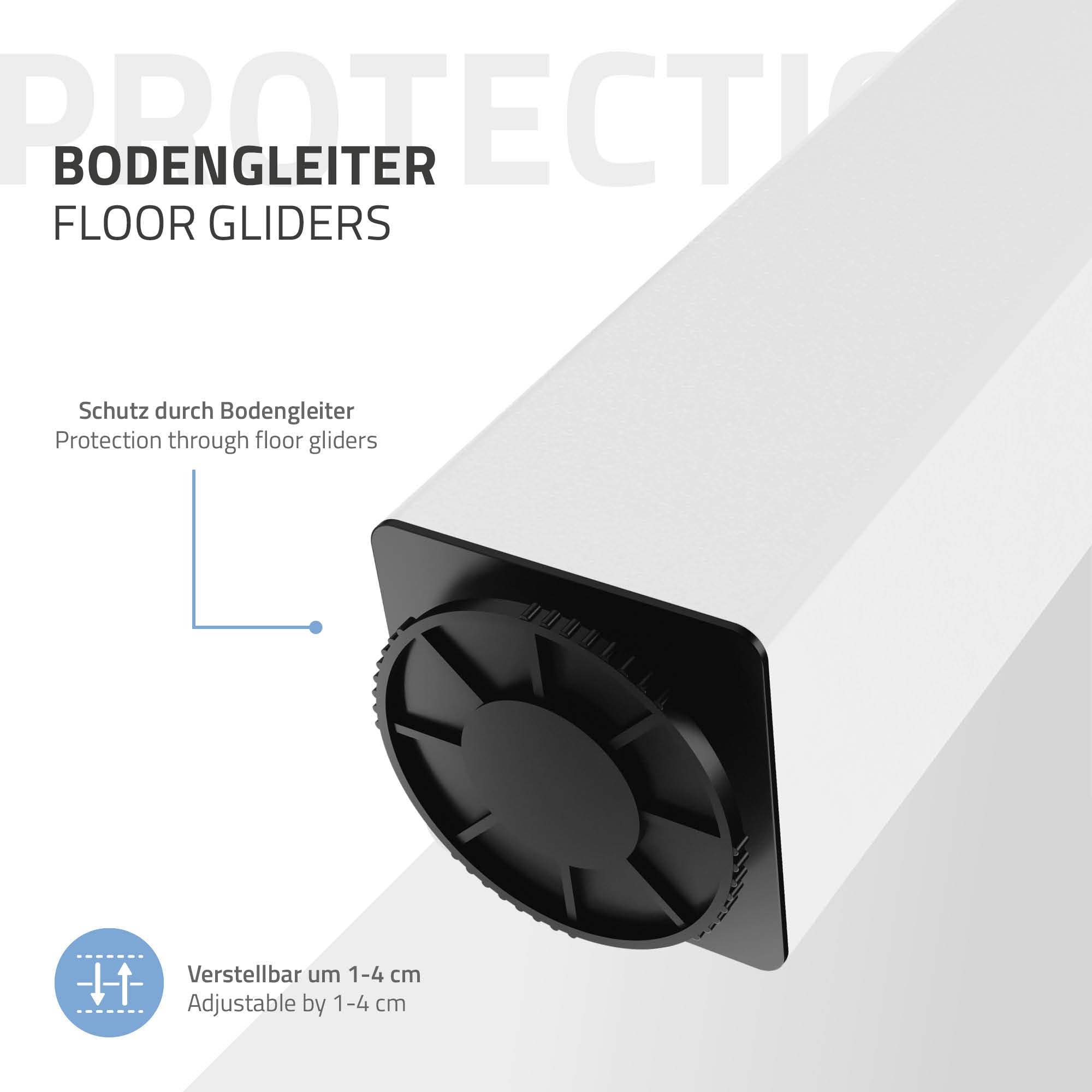 Nahaufnahme eines Bodengleiters mit verstellbarem Mechanismus.