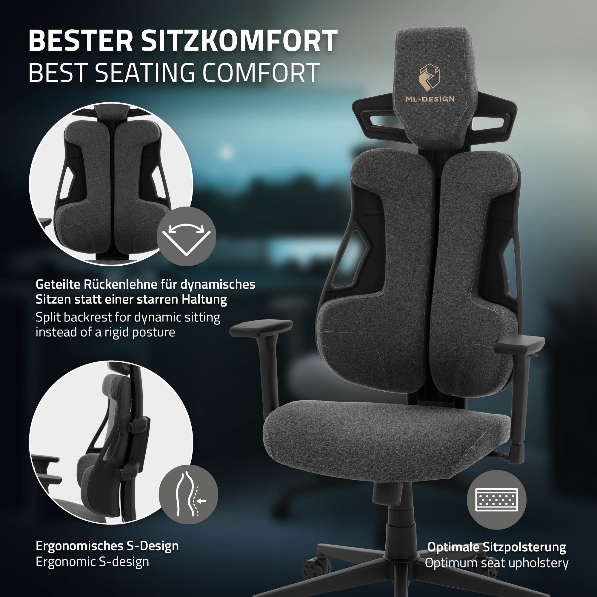 Grafik zu ergonomischem Sitzkomfort und Stuhldesign.