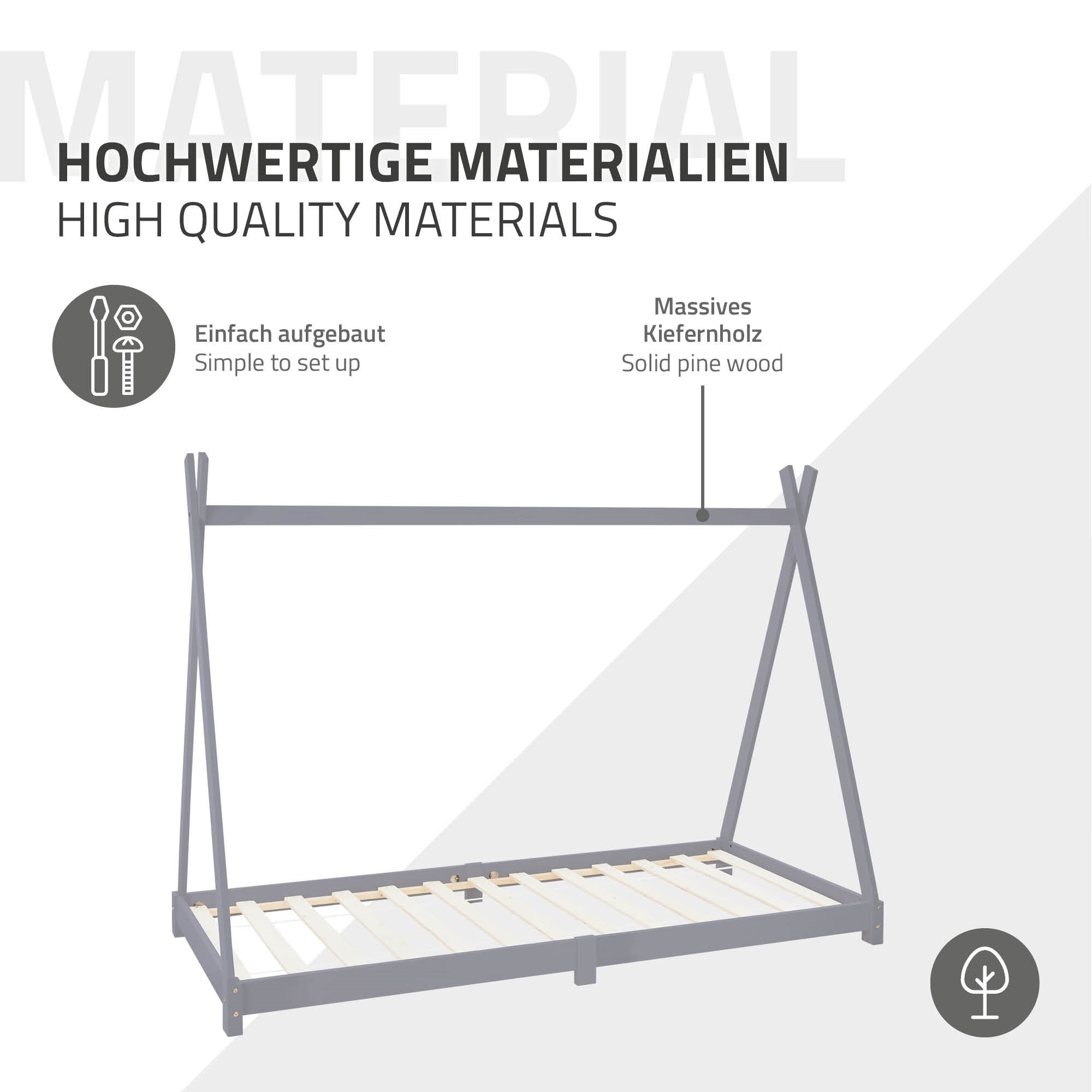 Bettgestell aus massivem Kiefernholz mit slatted frame.