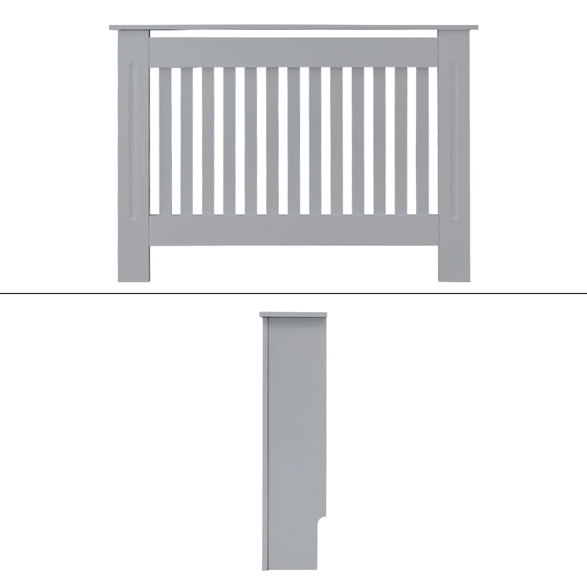 Recinzione in legno di colore grigio, visibile frontalmente e lateralmente.
