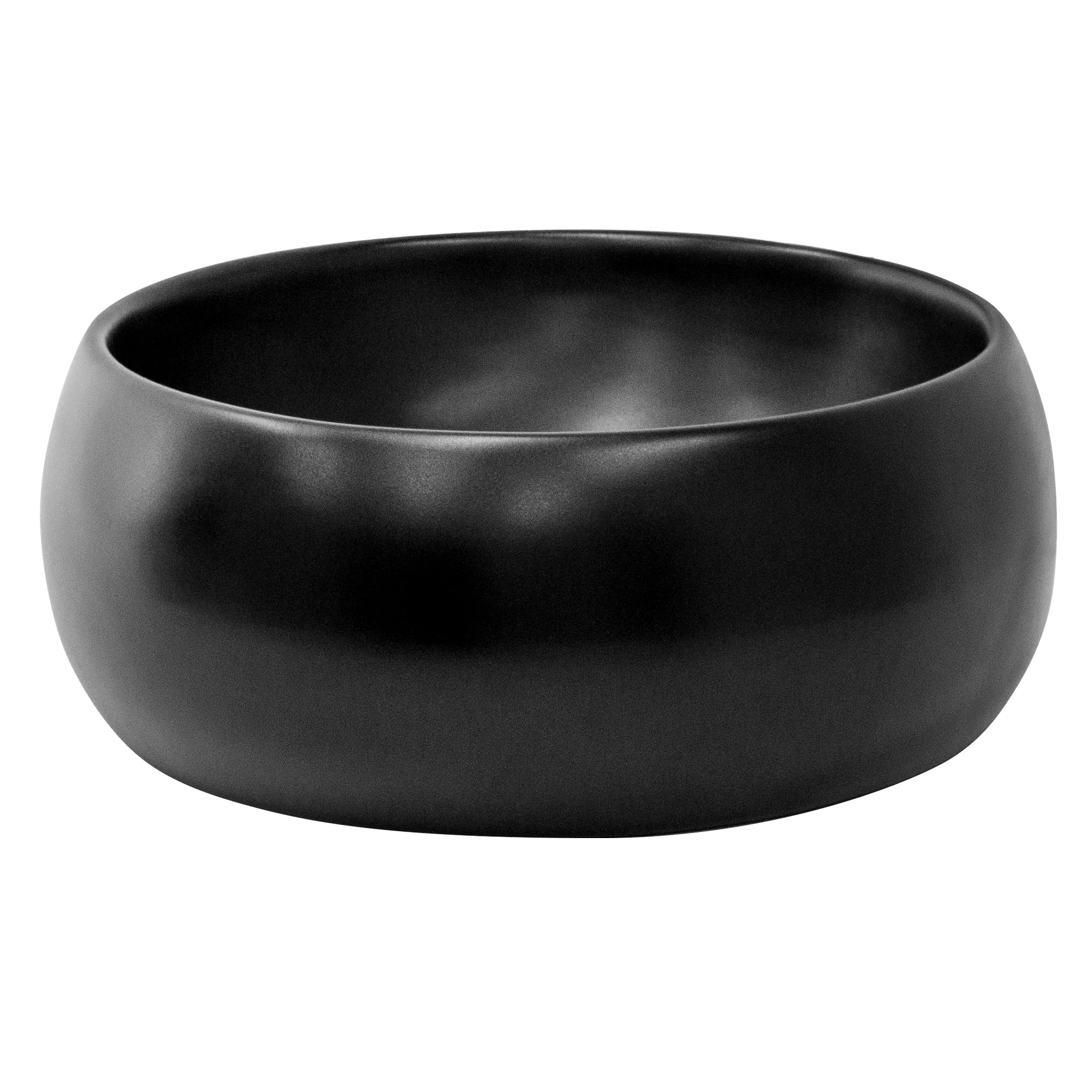 Runde, schwarze Schüssel mit mattem Finish.