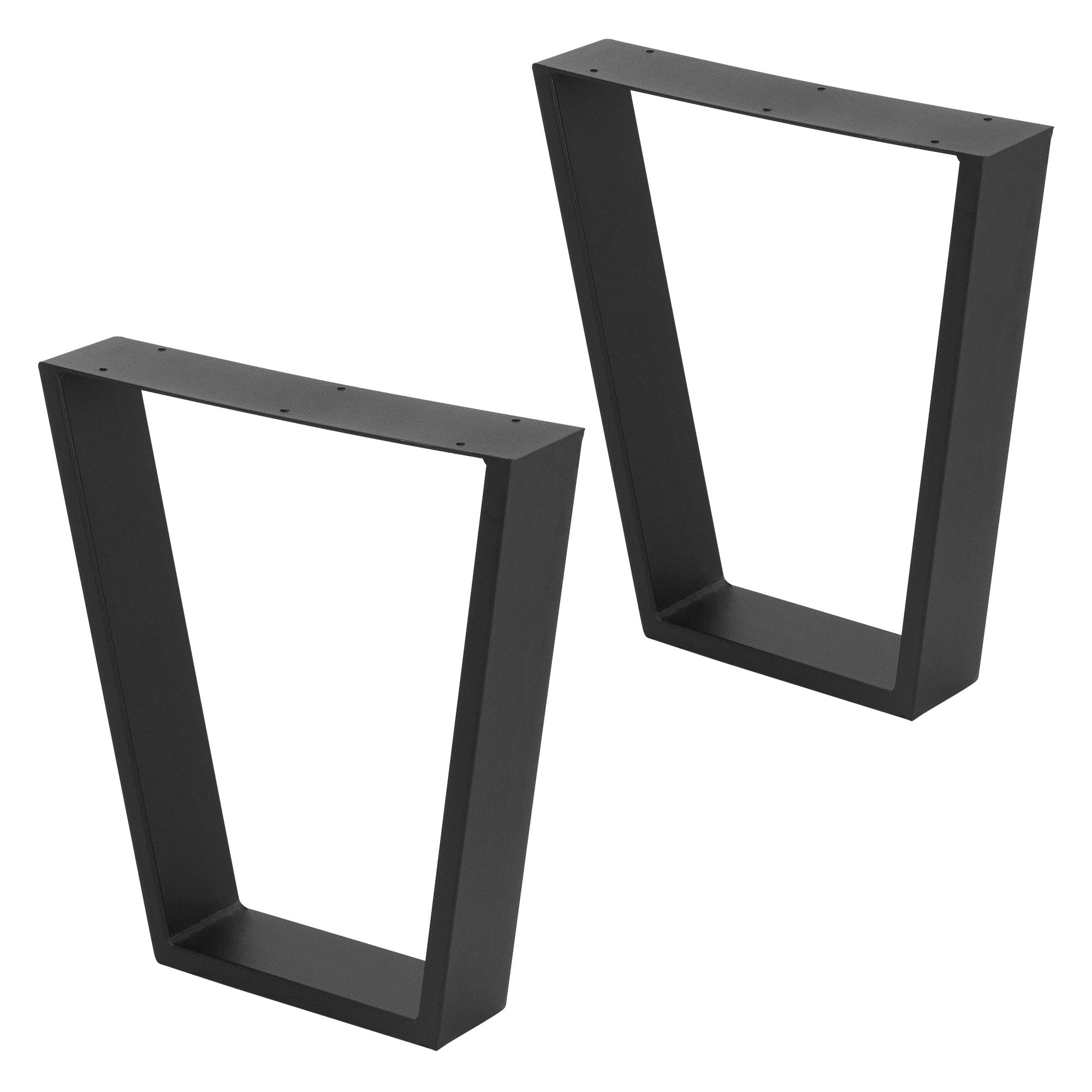 To sorte, rektangulære støtte rammer i V-form.