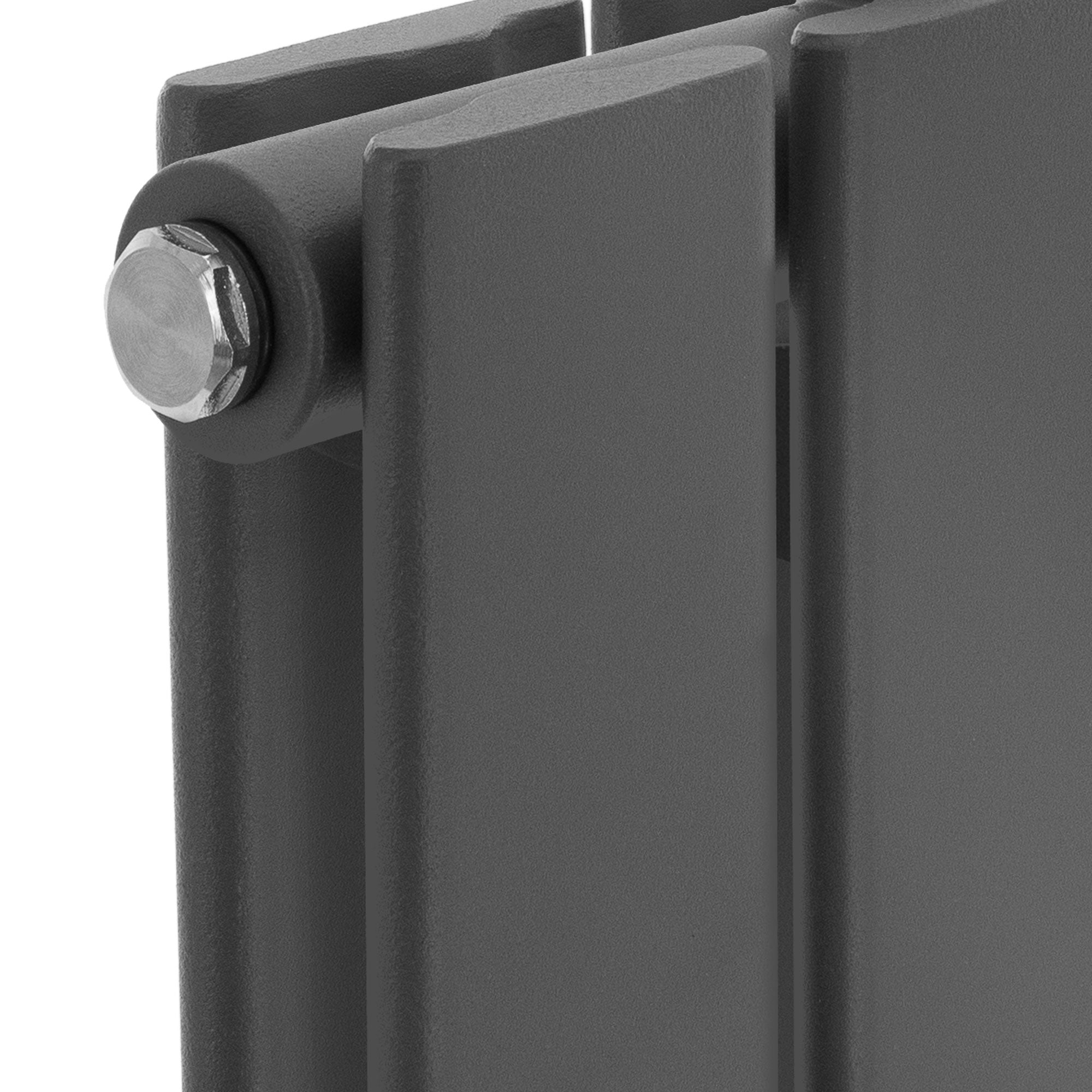 Close-up of an anthracite-colored heating panel.