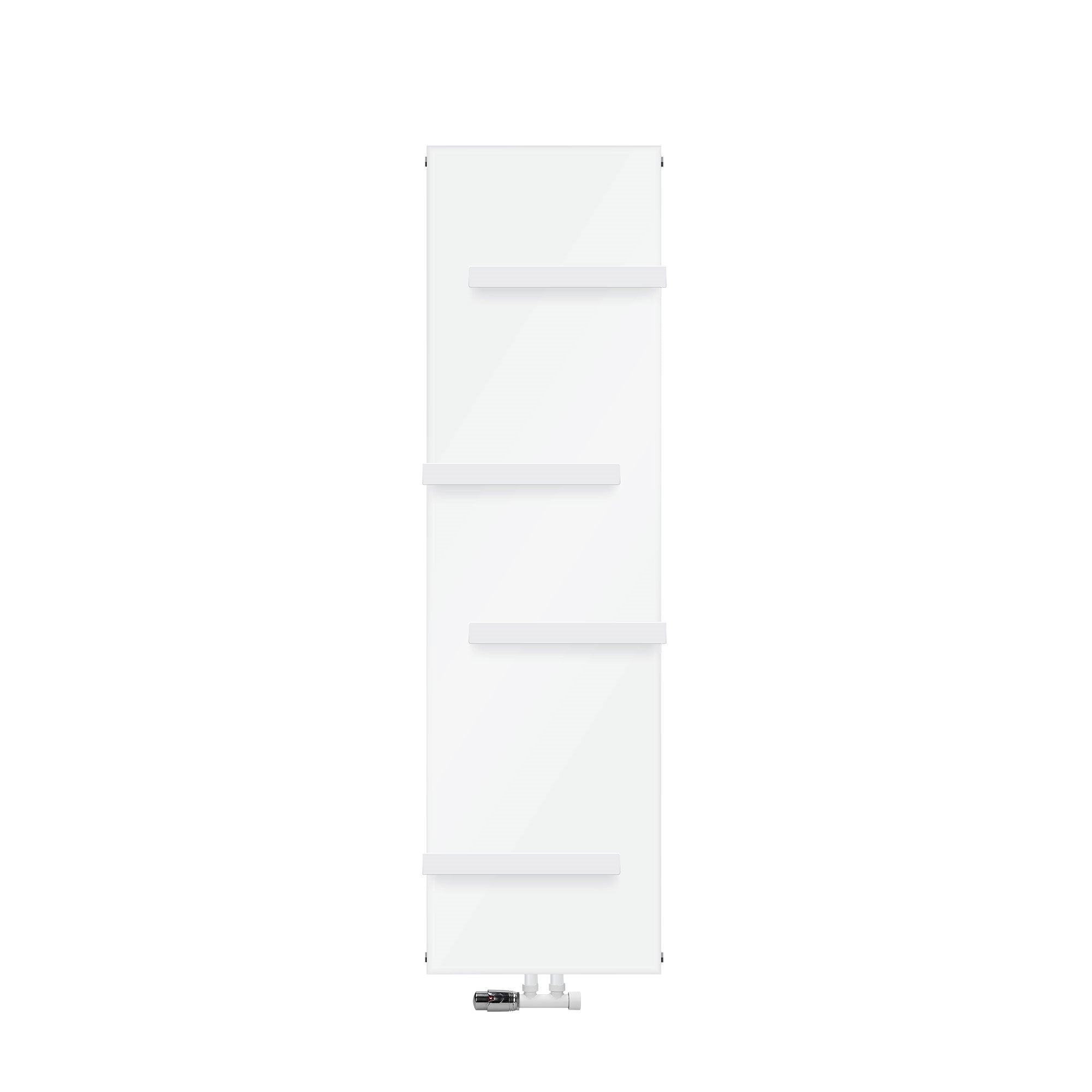 Hvid radiator med tre vandrette lister.