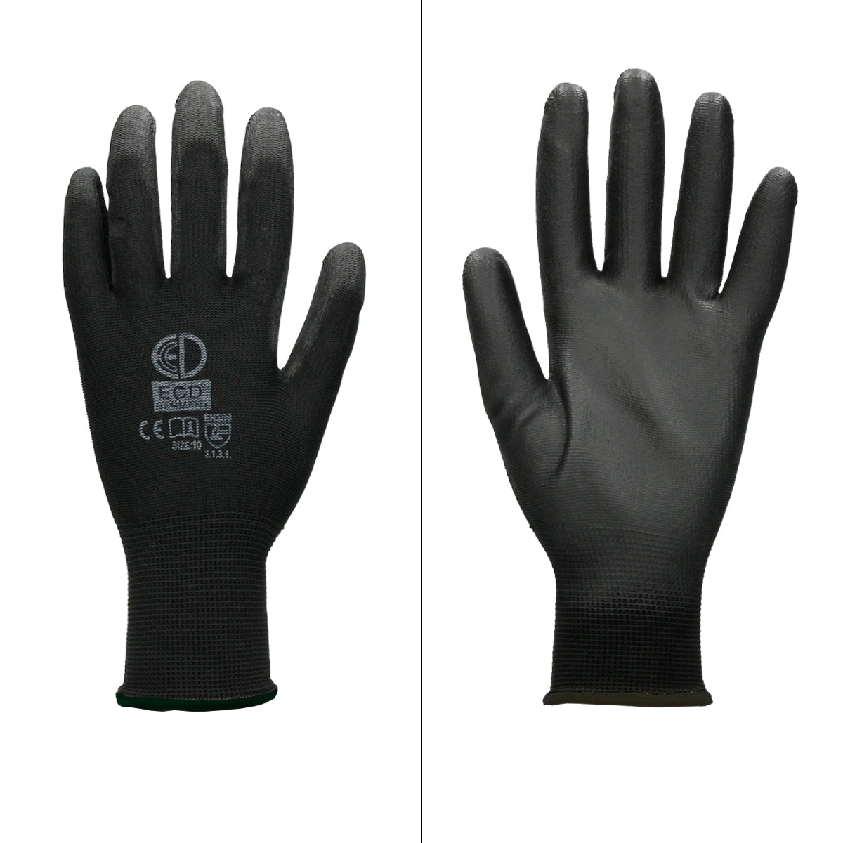 Black mechanic glove with smooth surface and textured palm.