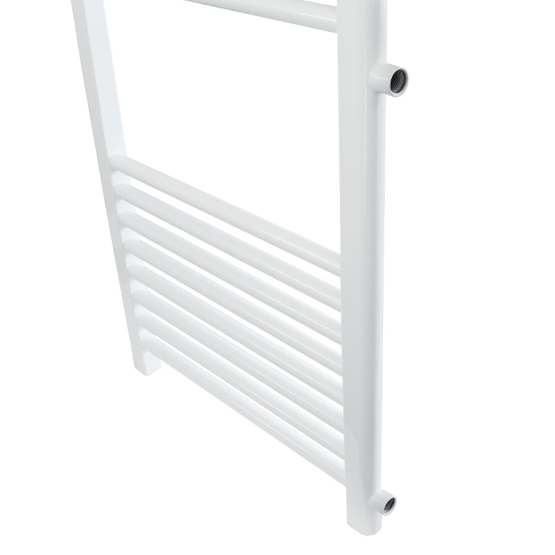 Detailed view of a vertical radiator in black.