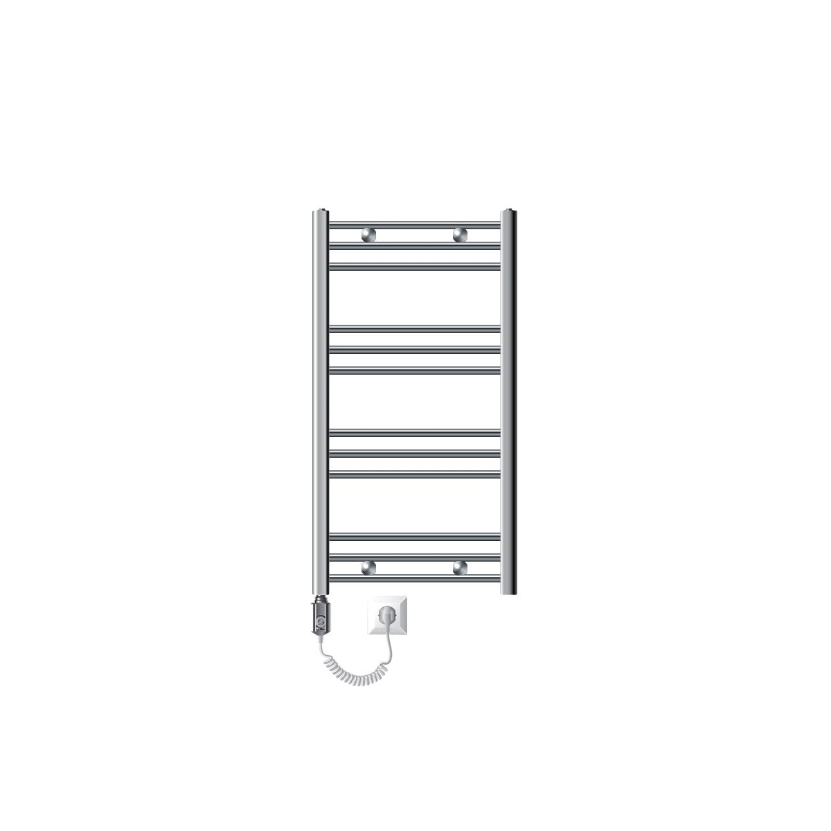 Towel warmer with multiple bars and a plug.