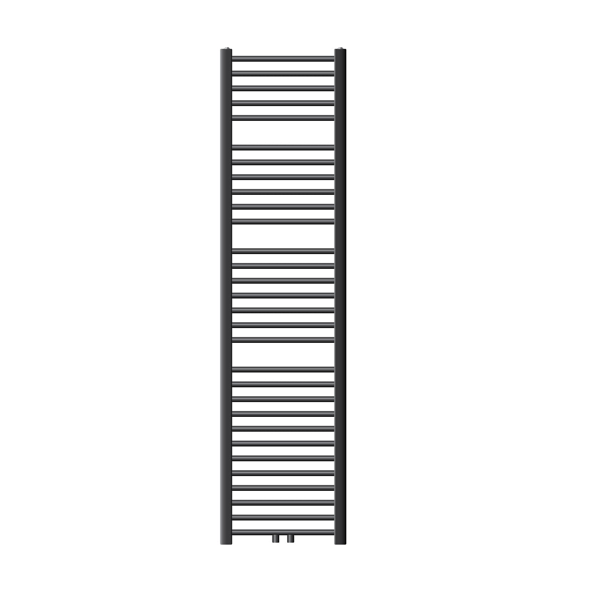 Radiateur à serviettes étroit, couleur anthracite, avec plusieurs barres horizontales.