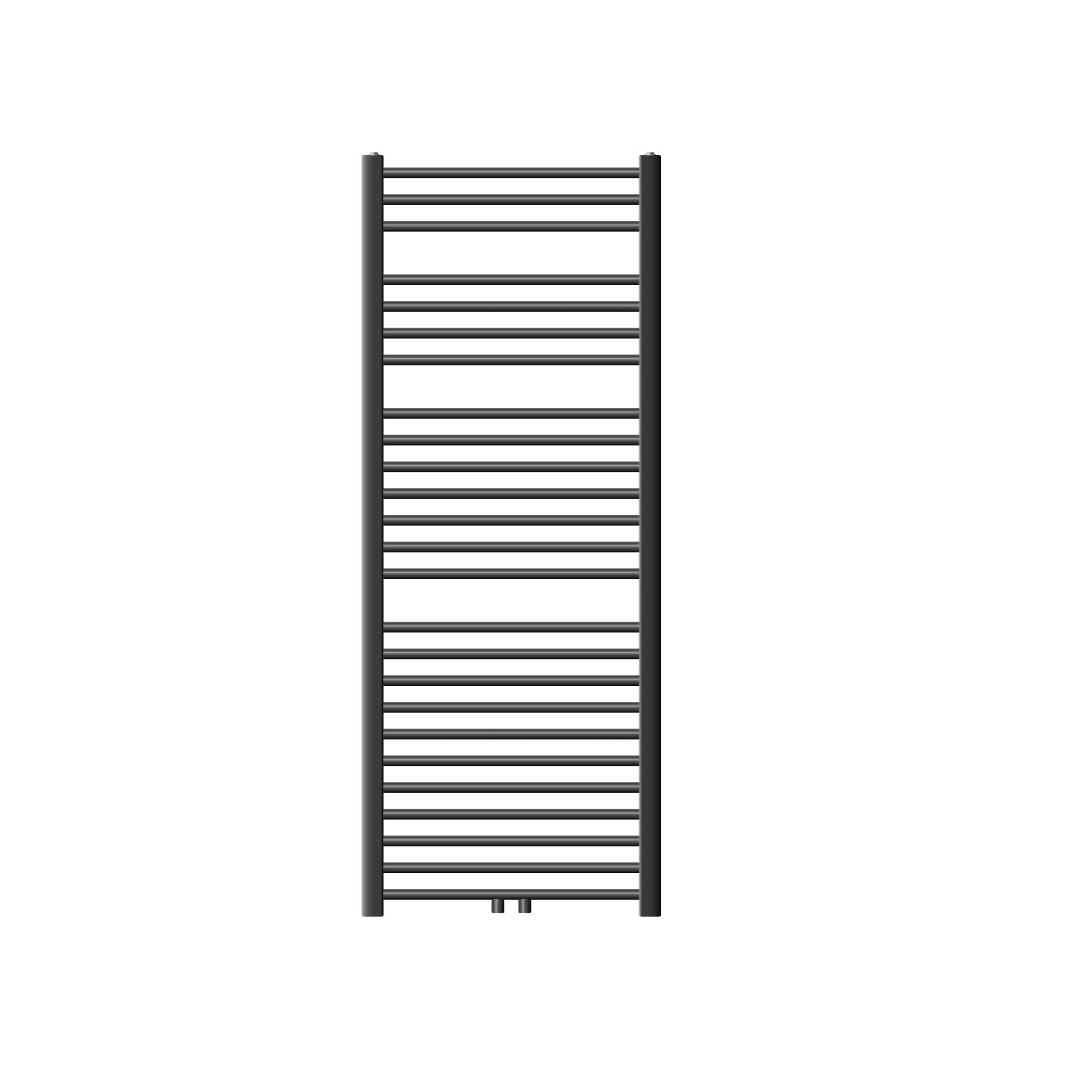 Un radiateur à serviettes vertical haut en anthracite avec plusieurs barres.