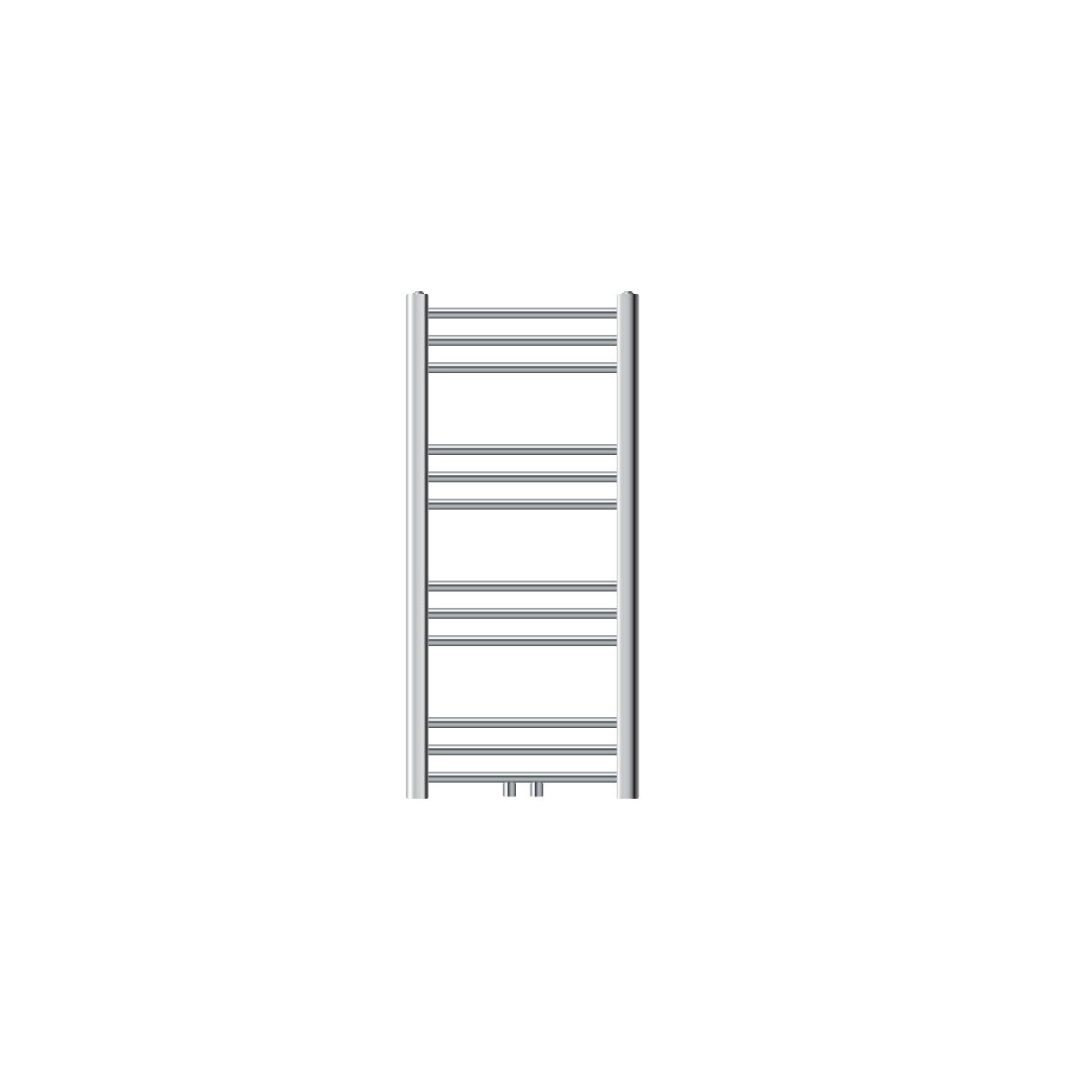 Radiateur porte-serviettes en chrome, 40x80 cm, avec des tubes droits.