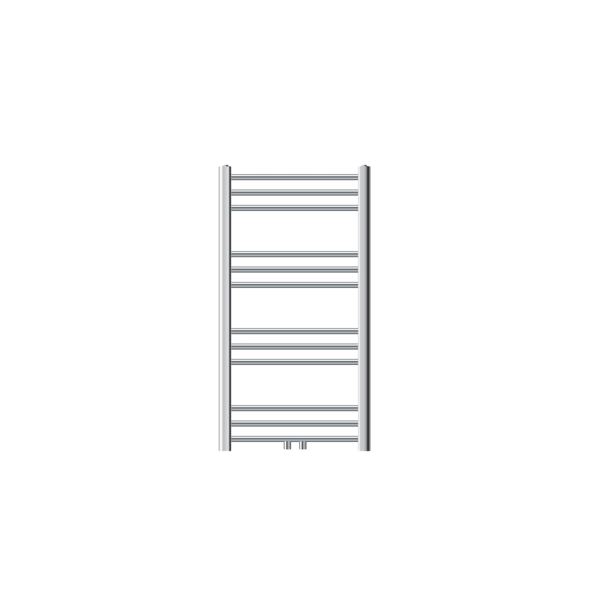 Un petit radiateur vertical avec quelques tuyaux horizontaux.
