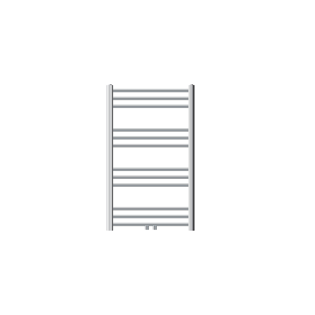 Radiateur moyen en chrome avec cinq tubes horizontaux.