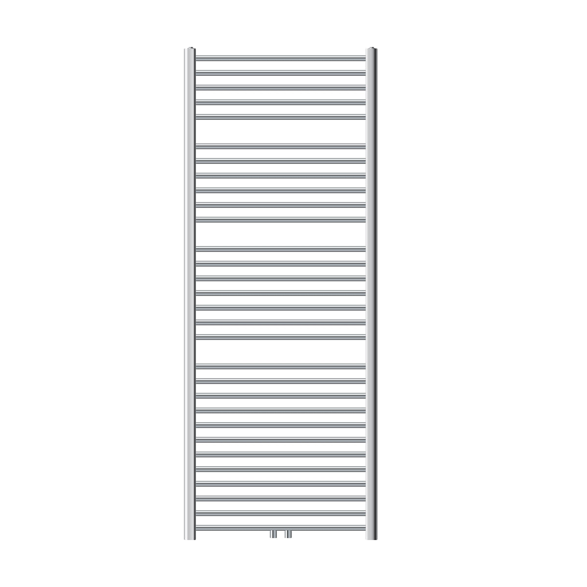 Un radiateur à serviettes vertical avec plusieurs tubes horizontaux.