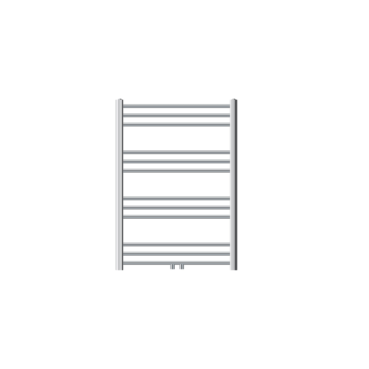 Représentation graphique d'un radiateur moyen en finition chrome.