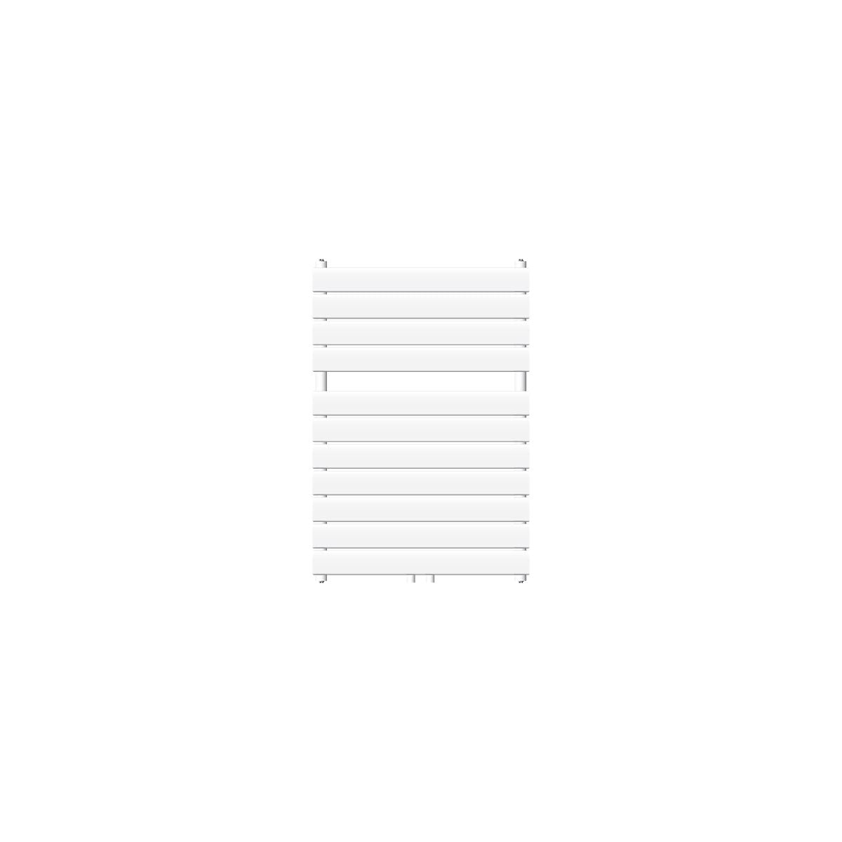 Weißer Handtuchheizkörper ohne Hintergrund, horizontal angeordnet.