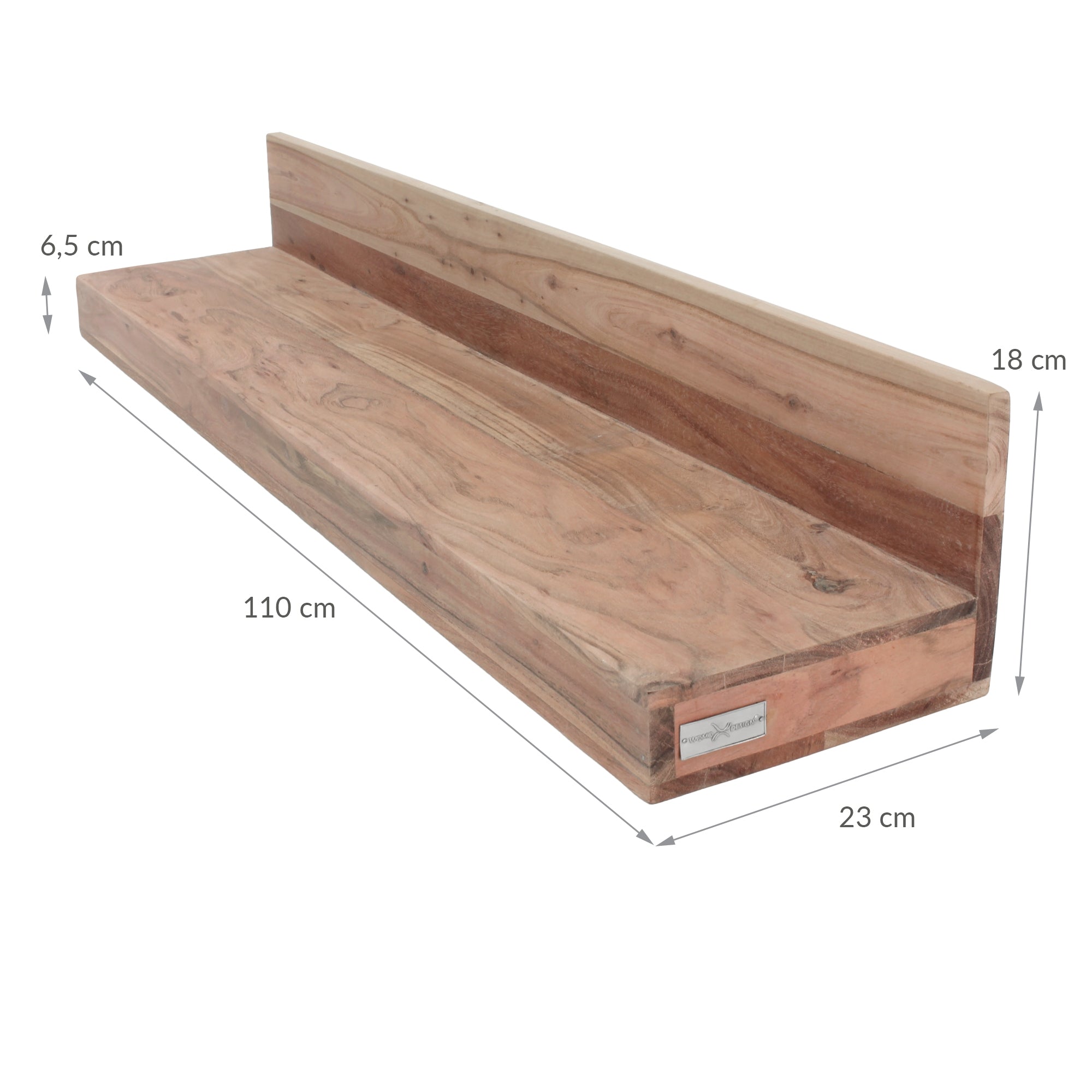 Houten plank met een hoogte van 18 cm en een breedte van 110 cm.