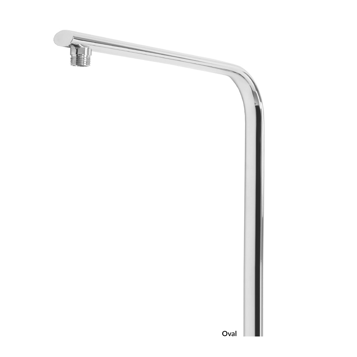 Gros plan d'un tuyau de robinet de douche courbé.