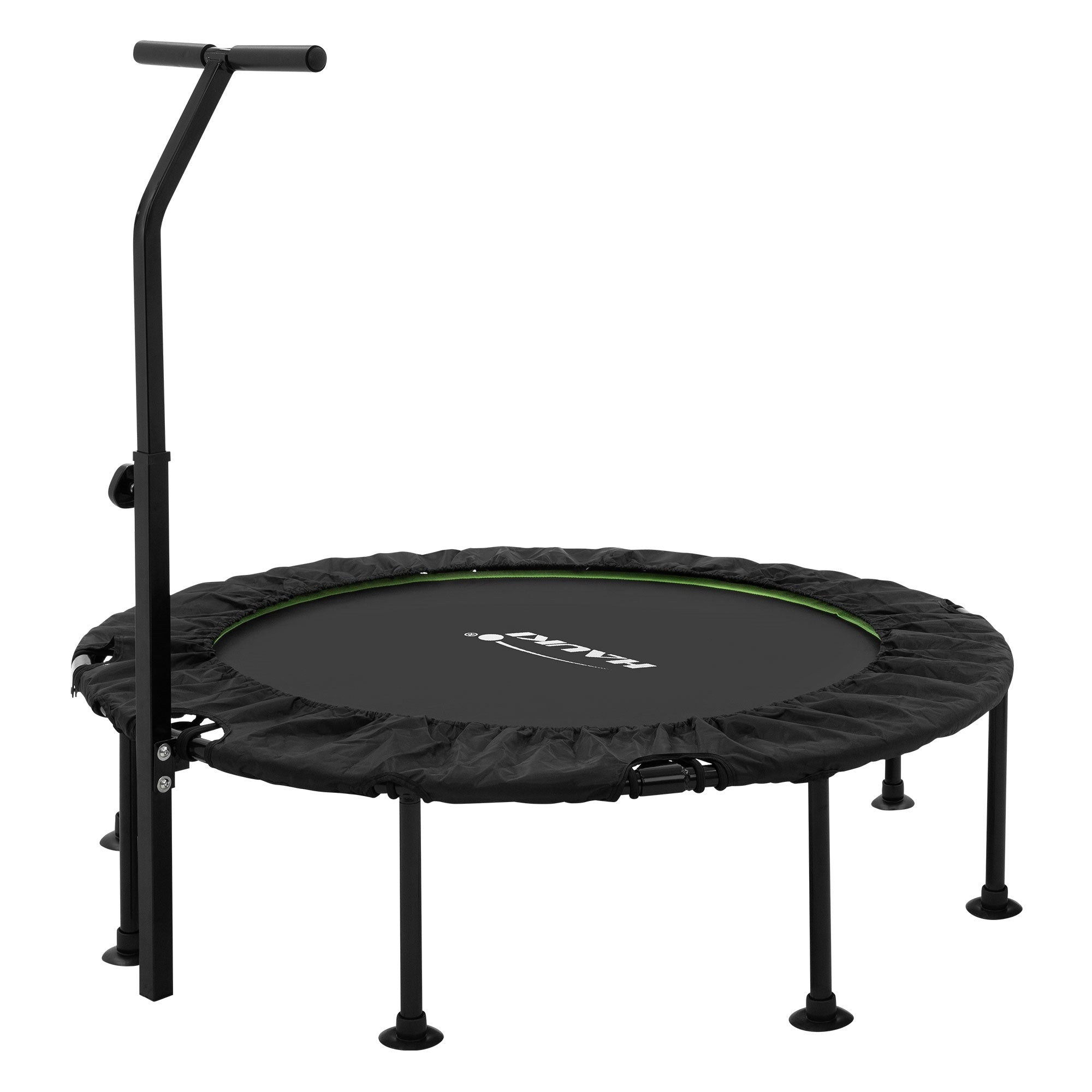 Un trampolino con manico regolabile in altezza.